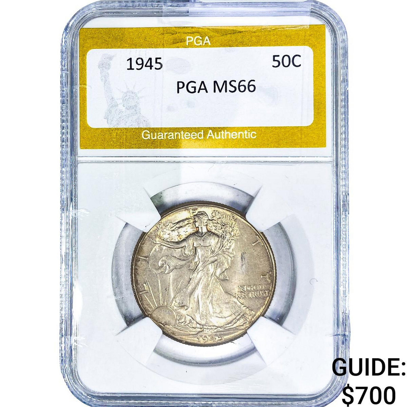 1945 Walking Liberty Half Dollar PGA MS66: 1945 Walking Liberty Half Dollar PGA MS66