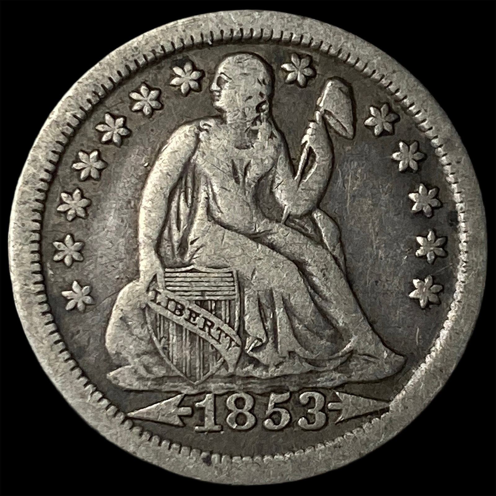 1853 Arrows Seated Liberty Dime LIGHTLY CIRCULATED: 1853 Arrows Seated Liberty Dime LIGHTLY CIRCULATED