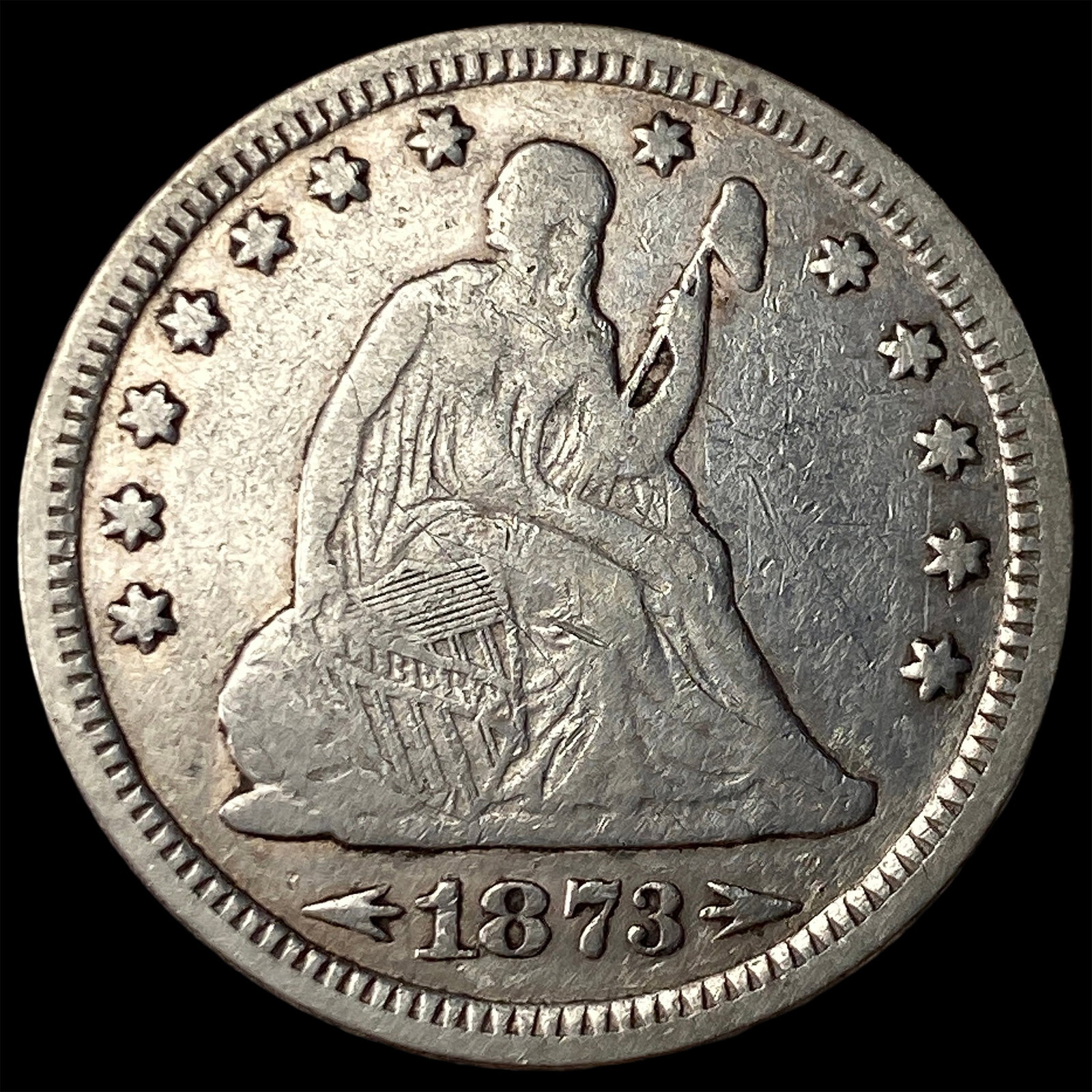 1873 Arrows Seated Liberty Quarter NEARLY UNCIRCULATED: 1873 Arrows Seated Liberty Quarter NEARLY UNCIRCULATED