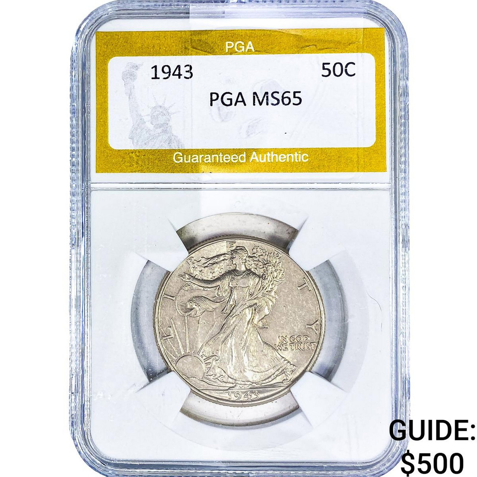 1943 Walking Liberty Half Dollar PGA MS65: 1943 Walking Liberty Half Dollar PGA MS65