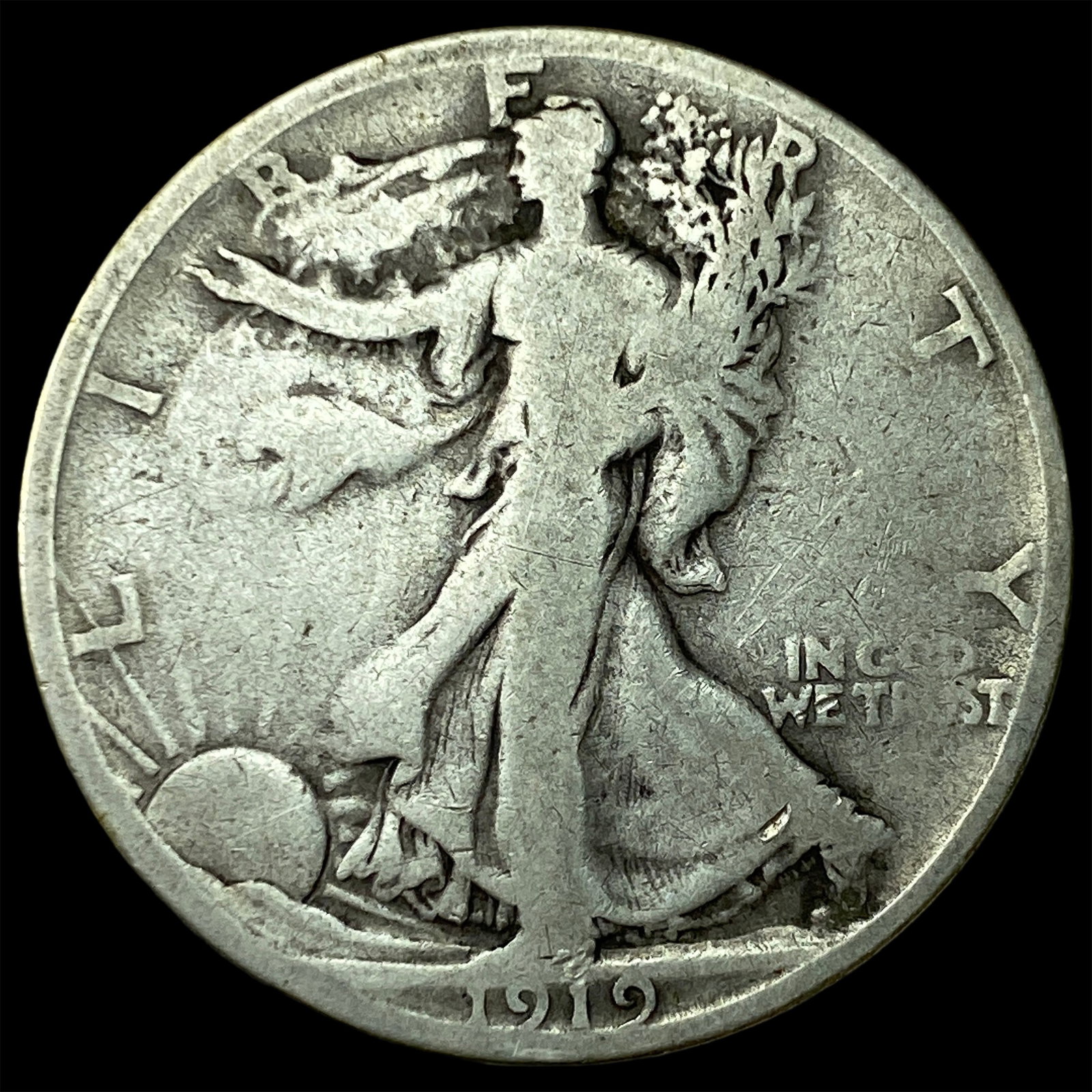 1919-S Silver Walking Liberty Half Dollar LIGHTLY CIRCULATED: 1919-S Silver Walking Liberty Half Dollar LIGHTLY CIRCULATED
