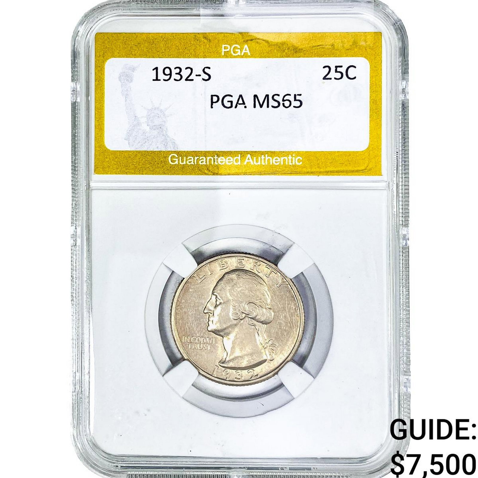 1932-S Washington Silver Quarter PGA MS65: 1932-S Washington Silver Quarter PGA MS65