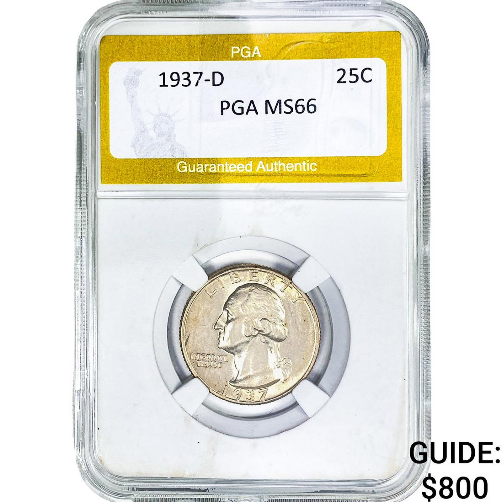 1937-D Washington Silver Quarter PGA MS66: 1937-D Washington Silver Quarter PGA MS66