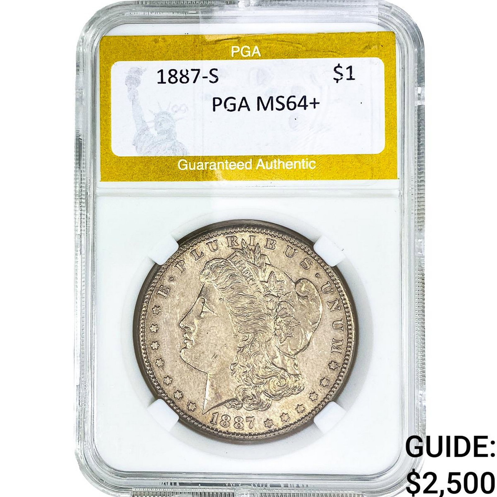1887-S Morgan Silver Dollar PGA MS64+: 1887-S Morgan Silver Dollar PGA MS64+