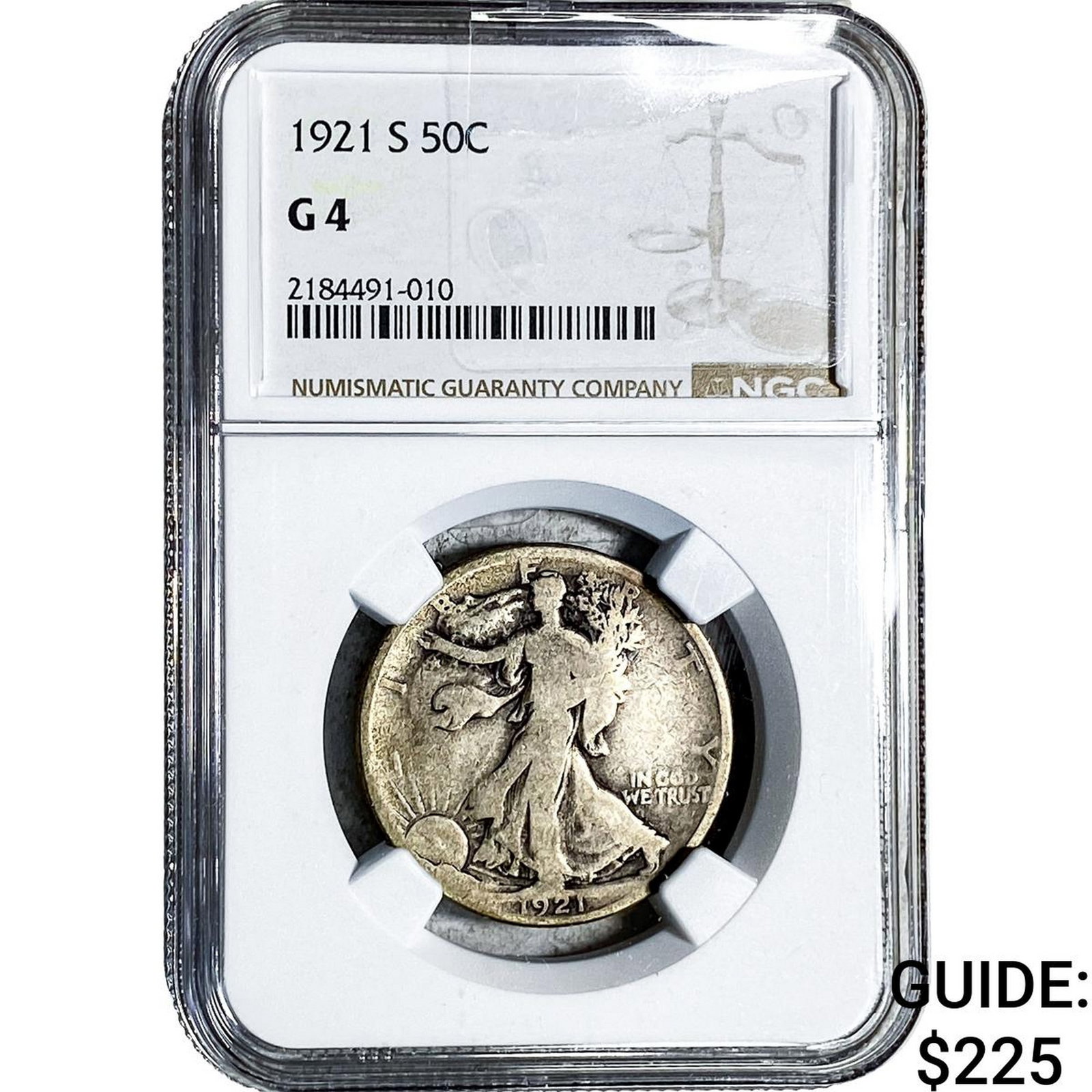 1921-S Walking Liberty Half Dollar NGC G4: 1921-S Walking Liberty Half Dollar NGC G4