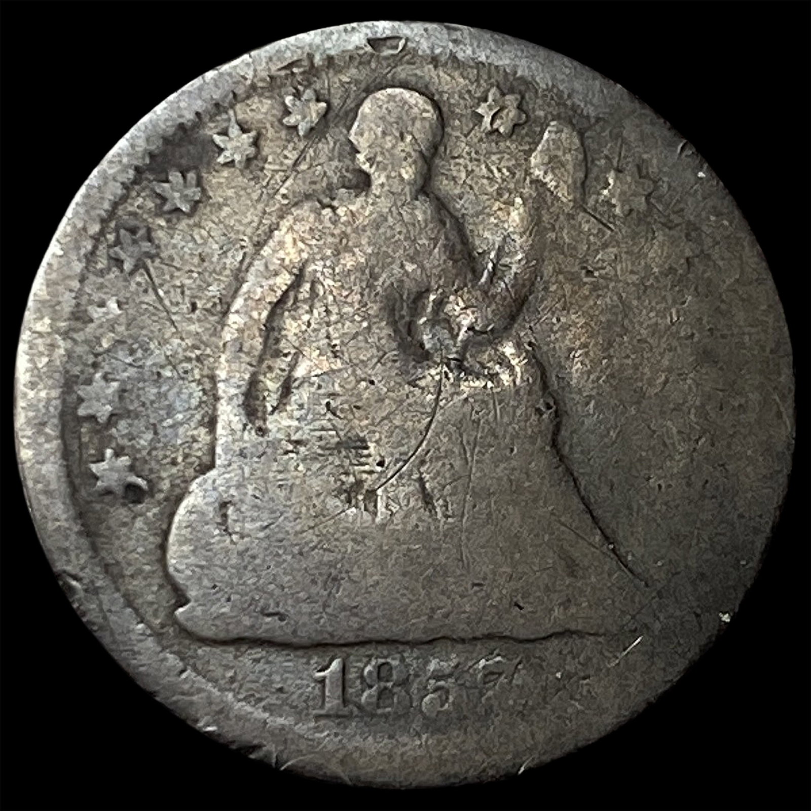 1857 Seated Liberty Half Dime NEARLY UNCIRCULATED: 1857 Seated Liberty Half Dime NEARLY UNCIRCULATED
