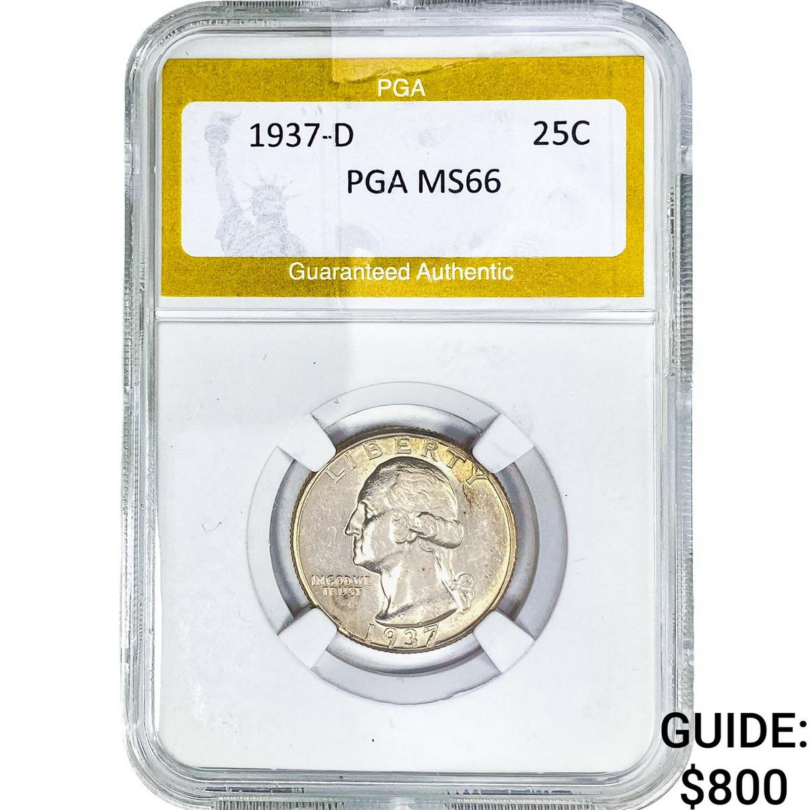 1937-D Washington Silver Quarter PGA MS66: 1937-D Washington Silver Quarter PGA MS66