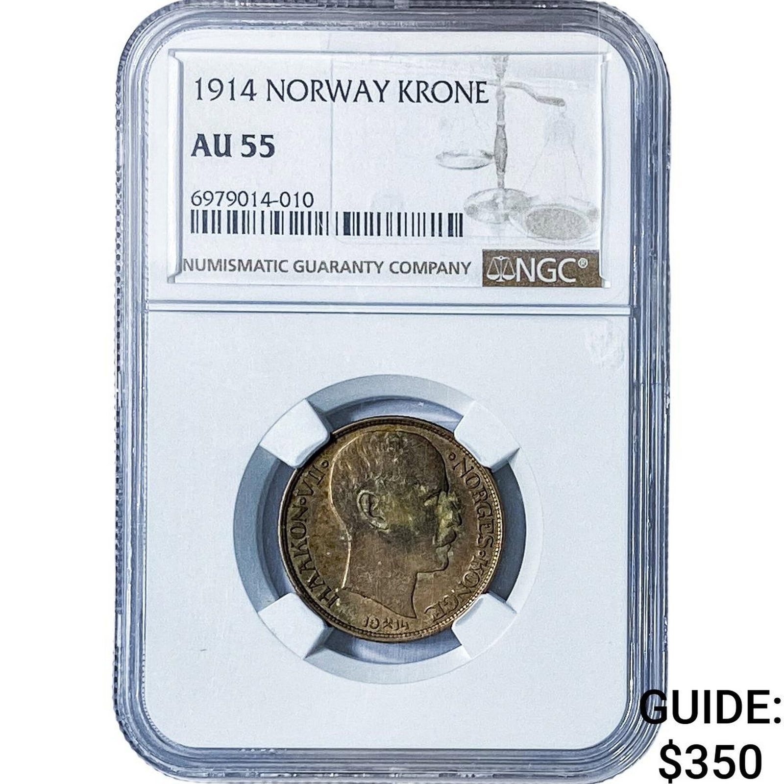 1914 Norway Silver 1 Krone NGC AU55 (1 of 2)