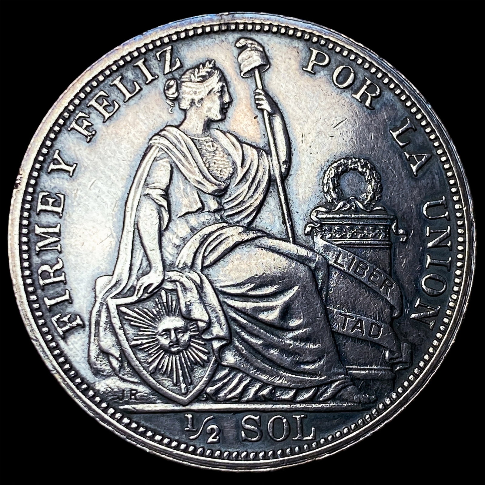 1917 FG JR Peru Silver 1/2 Sol (1 of 2)