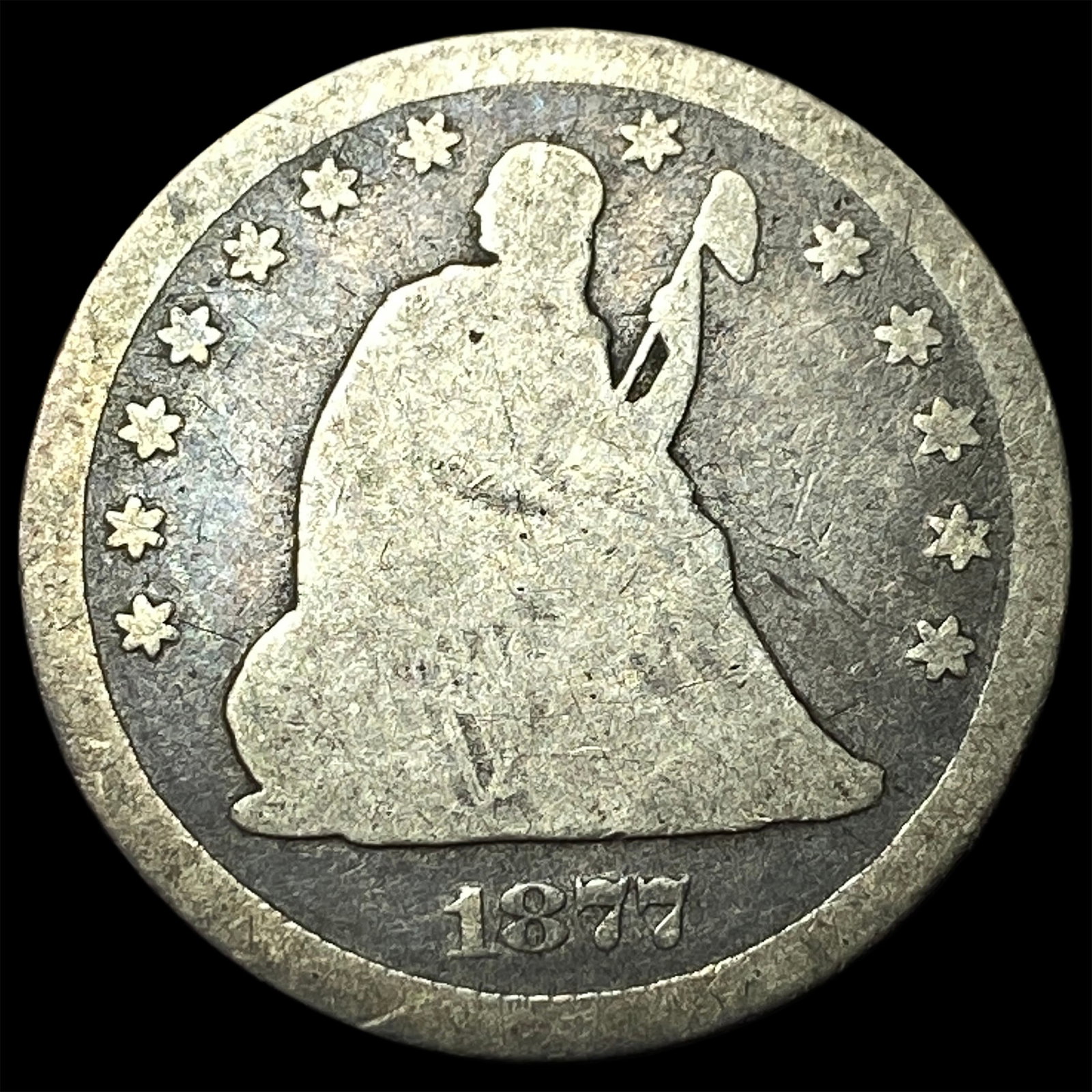 1877-CC Silver Seated Liberty Quarter LIGHTLY CIRCULATED: 1877-CC Silver Seated Liberty Quarter LIGHTLY CIRCULATED