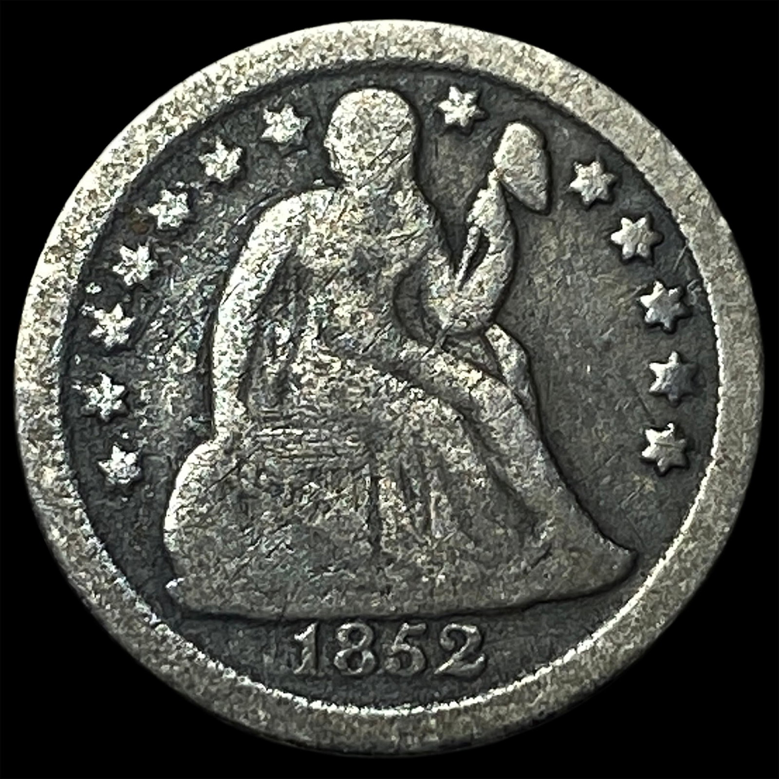 1852-O Silver Seated Liberty Dime LIGHTLY CIRCULATED: 1852-O Silver Seated Liberty Dime LIGHTLY CIRCULATED