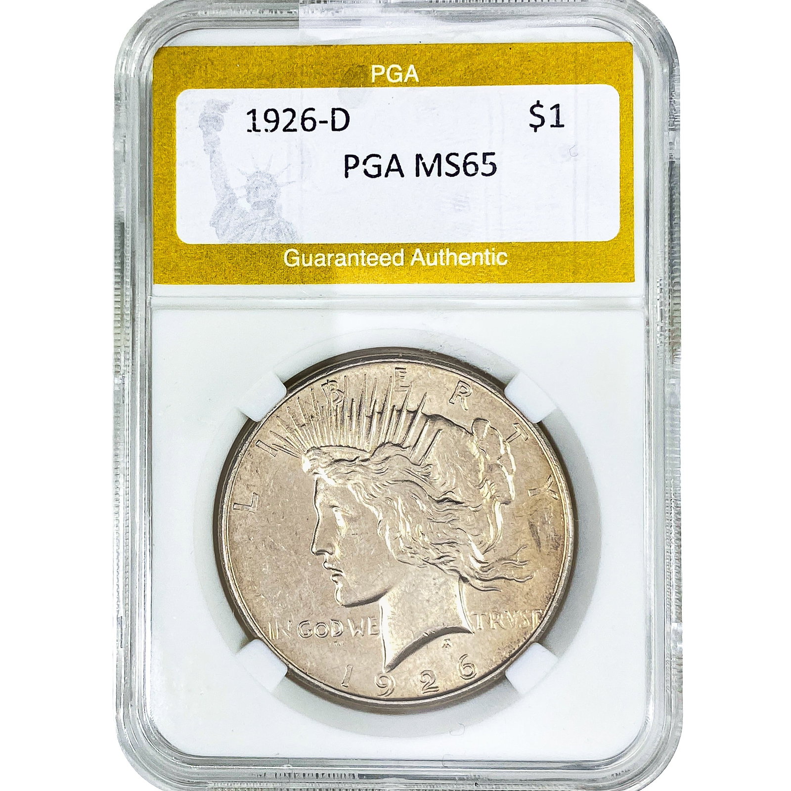 1926-D Silver Peace Dollar PGA MS65: 1926-D Silver Peace Dollar PGA MS65