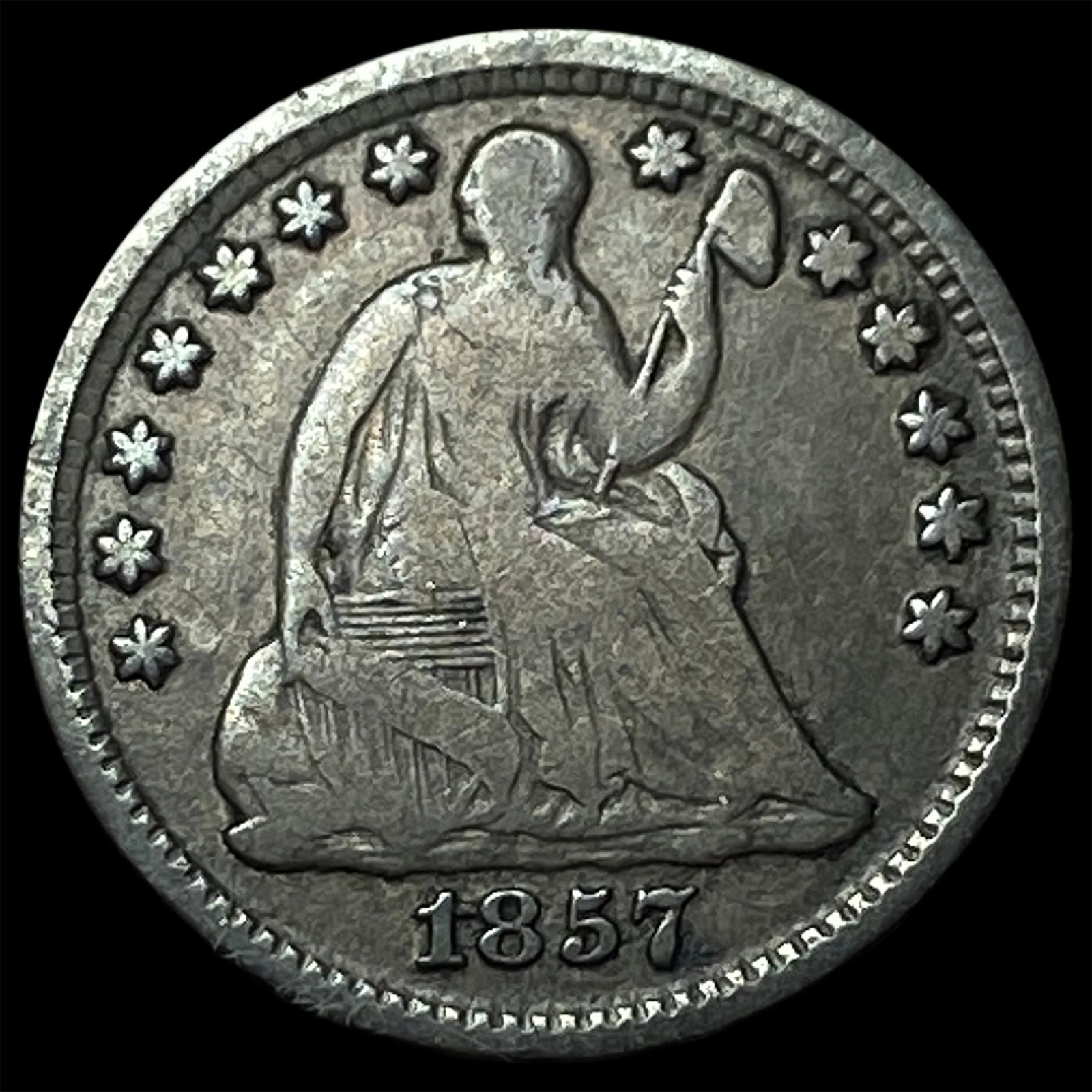 1857 Seated Liberty Half Dime LIGHTLY CIRCULATED: 1857 Seated Liberty Half Dime LIGHTLY CIRCULATED