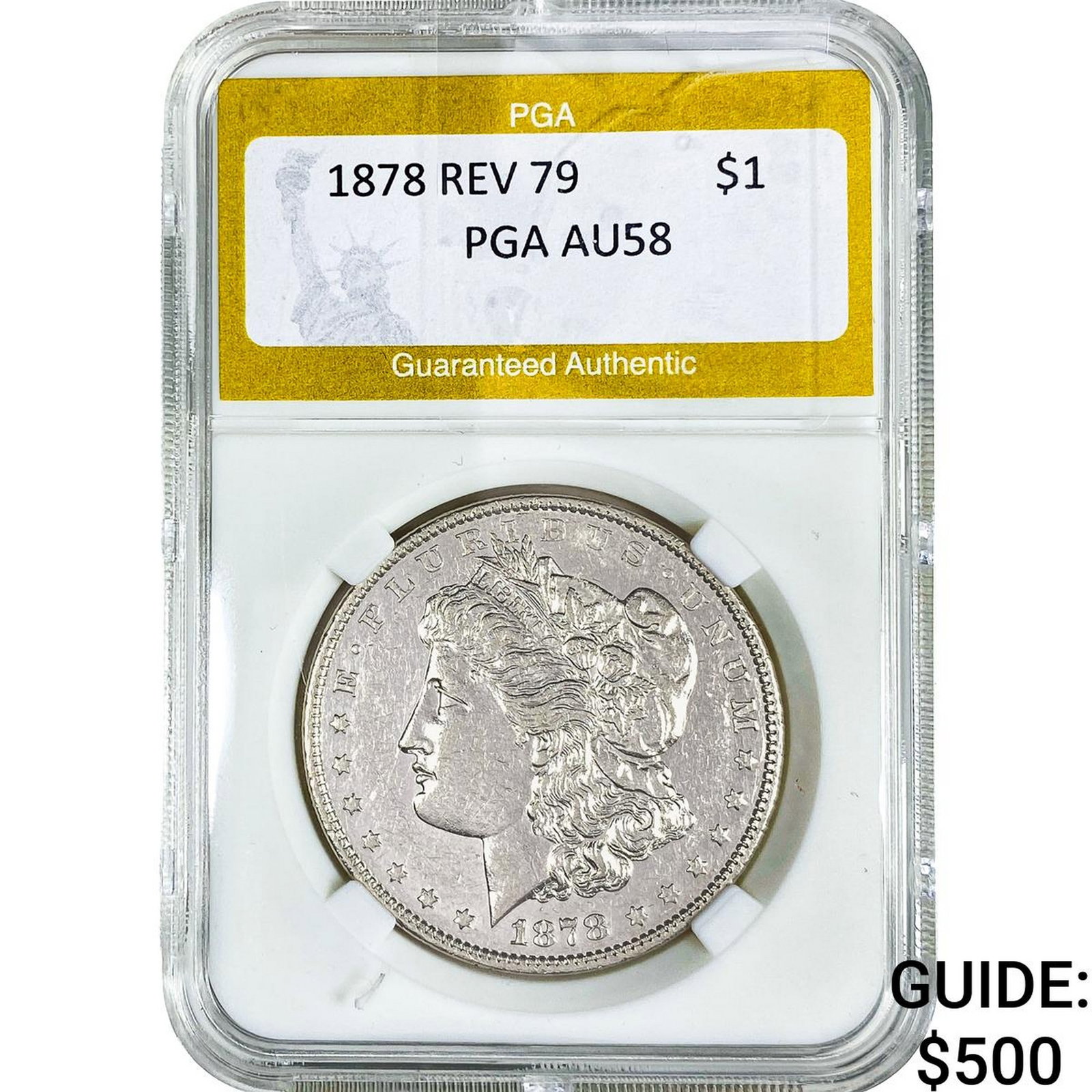 1878 Rev 79 Morgan Silver Dollar PGA AU58: 1878 Rev 79 Morgan Silver Dollar PGA AU58