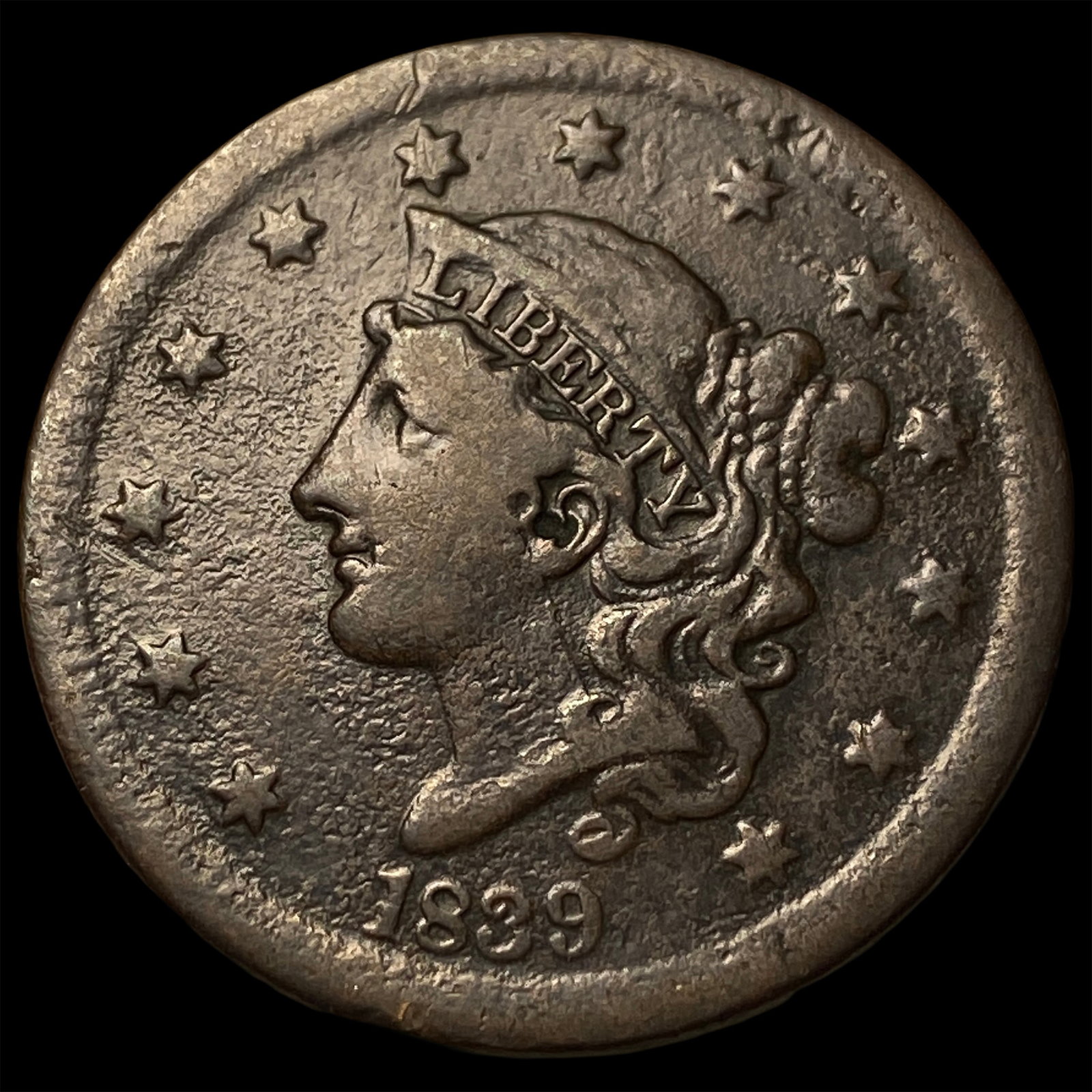 1839 Braided Hair Large Cent LIGHTLY CIRCULATED (1 of 2)