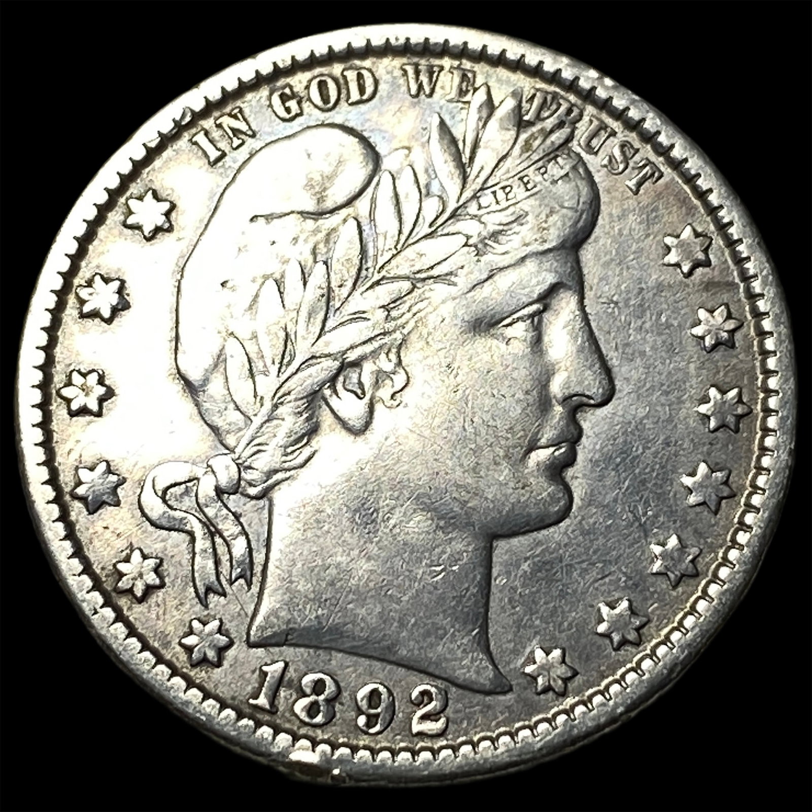 1892 Silver Barber Quarter NEARLY UNCIRCULATED (1 of 2)