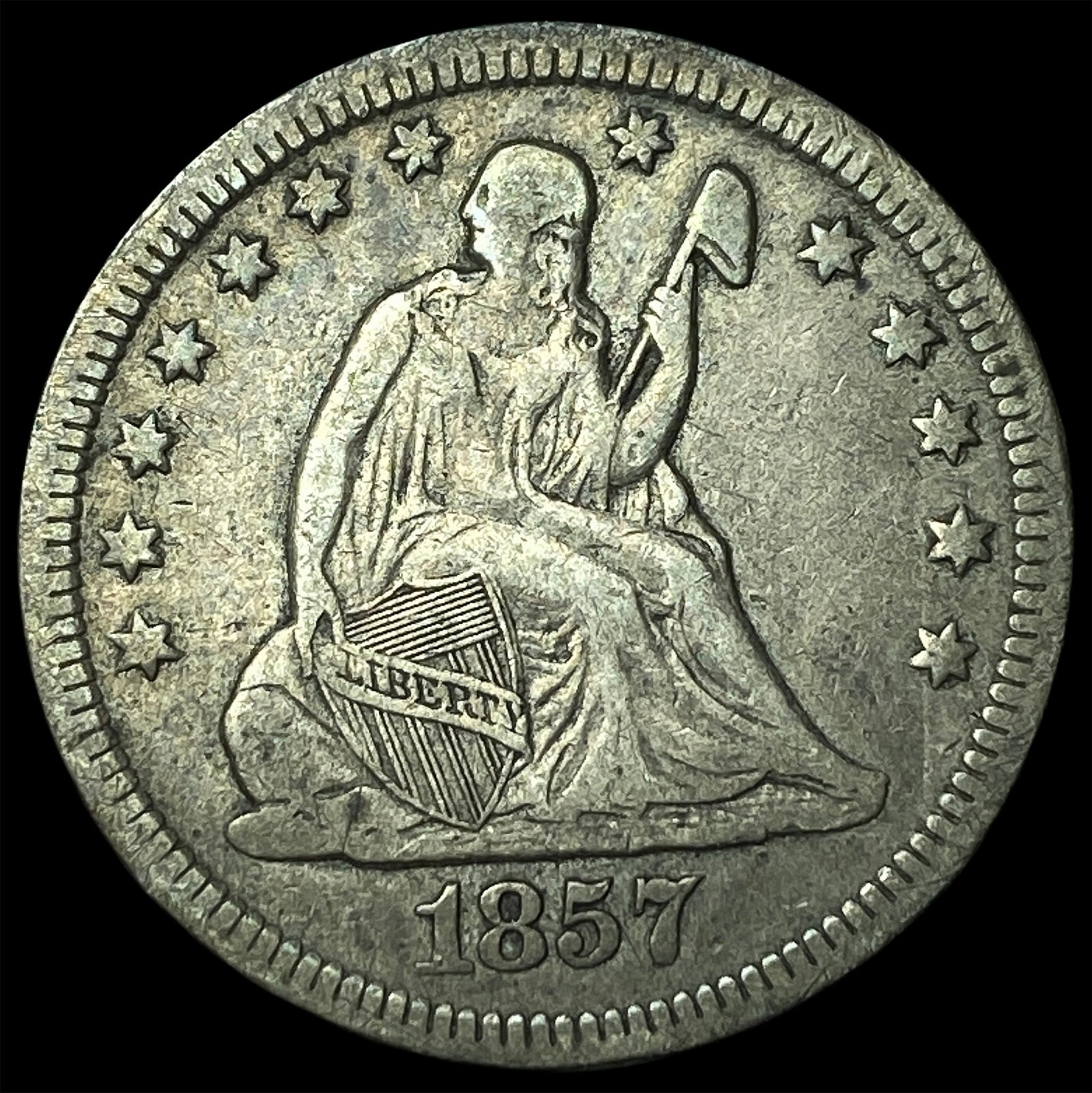 1857 Seated Liberty Quarter NEARLY UNCIRCULATED: 1857 Seated Liberty Quarter NEARLY UNCIRCULATED