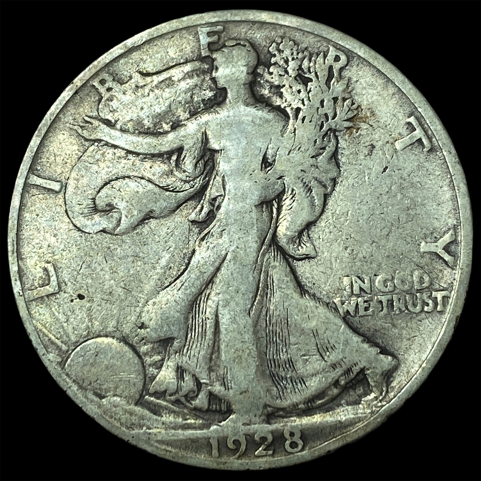 1928-S Silver Walking Liberty Half Dollar LIGHTLY CIRCULATED: 1928-S Silver Walking Liberty Half Dollar LIGHTLY CIRCULATED