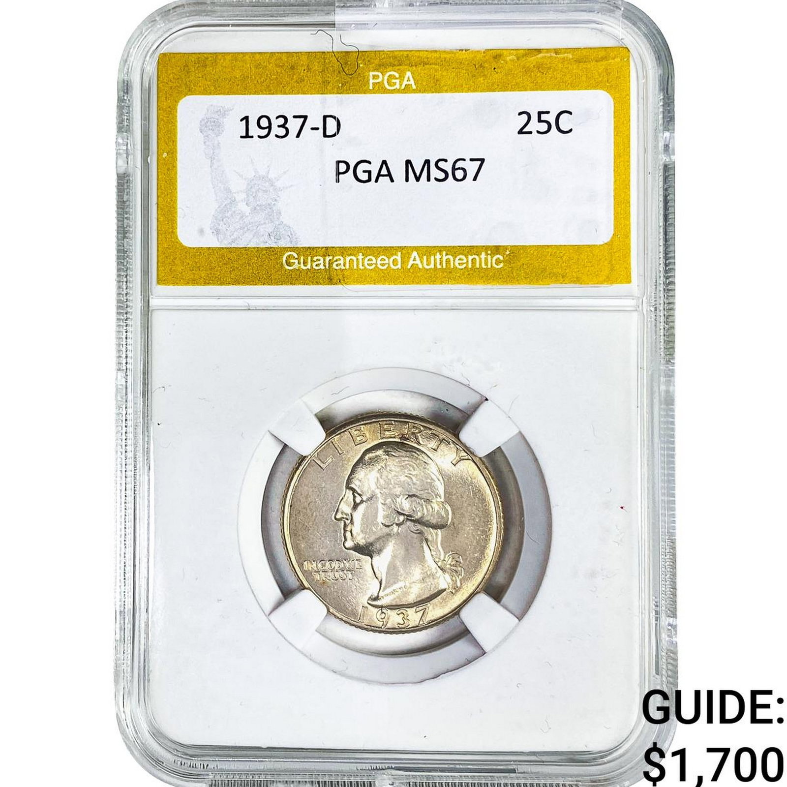 1937-D Washington Silver Quarter PGA MS67: 1937-D Washington Silver Quarter PGA MS67