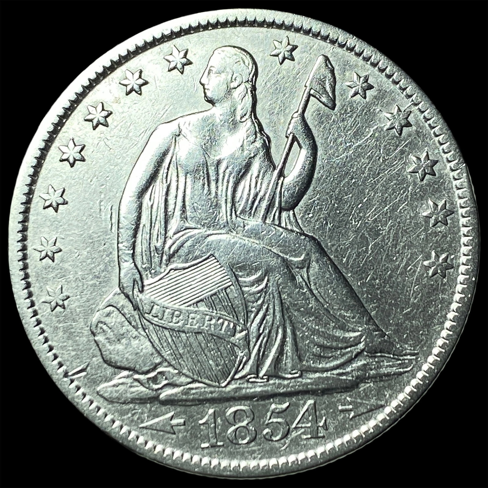1854-O Silver Half Dollar CLOSELY UNCIRCULATED: 1854-O Silver Half Dollar CLOSELY UNCIRCULATED