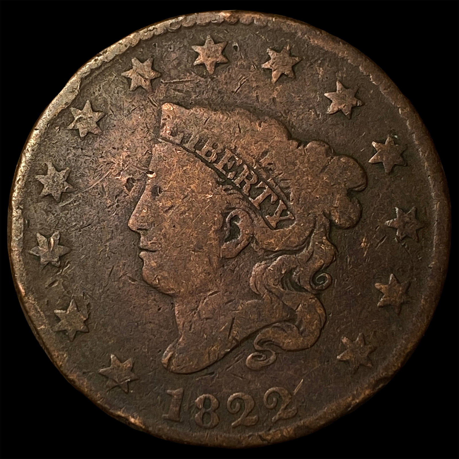 1822 Coronet Head Large Cent LIGHTLY CIRCULATED (1 of 2)