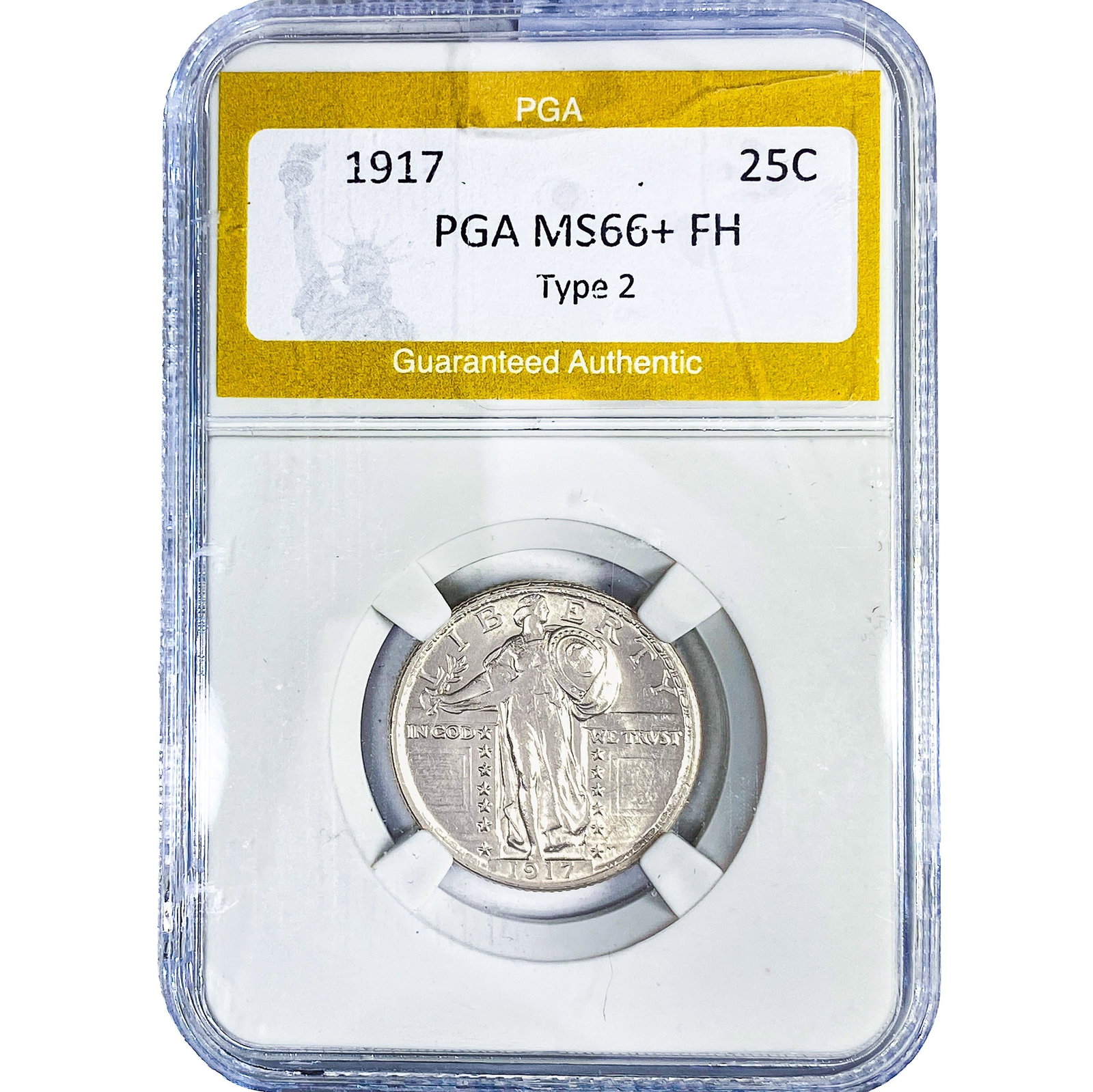 1917 Standing Liberty Quarter PGA MS66+ FH Type 2: 1917 Standing Liberty Quarter PGA MS66+ FH Type 2