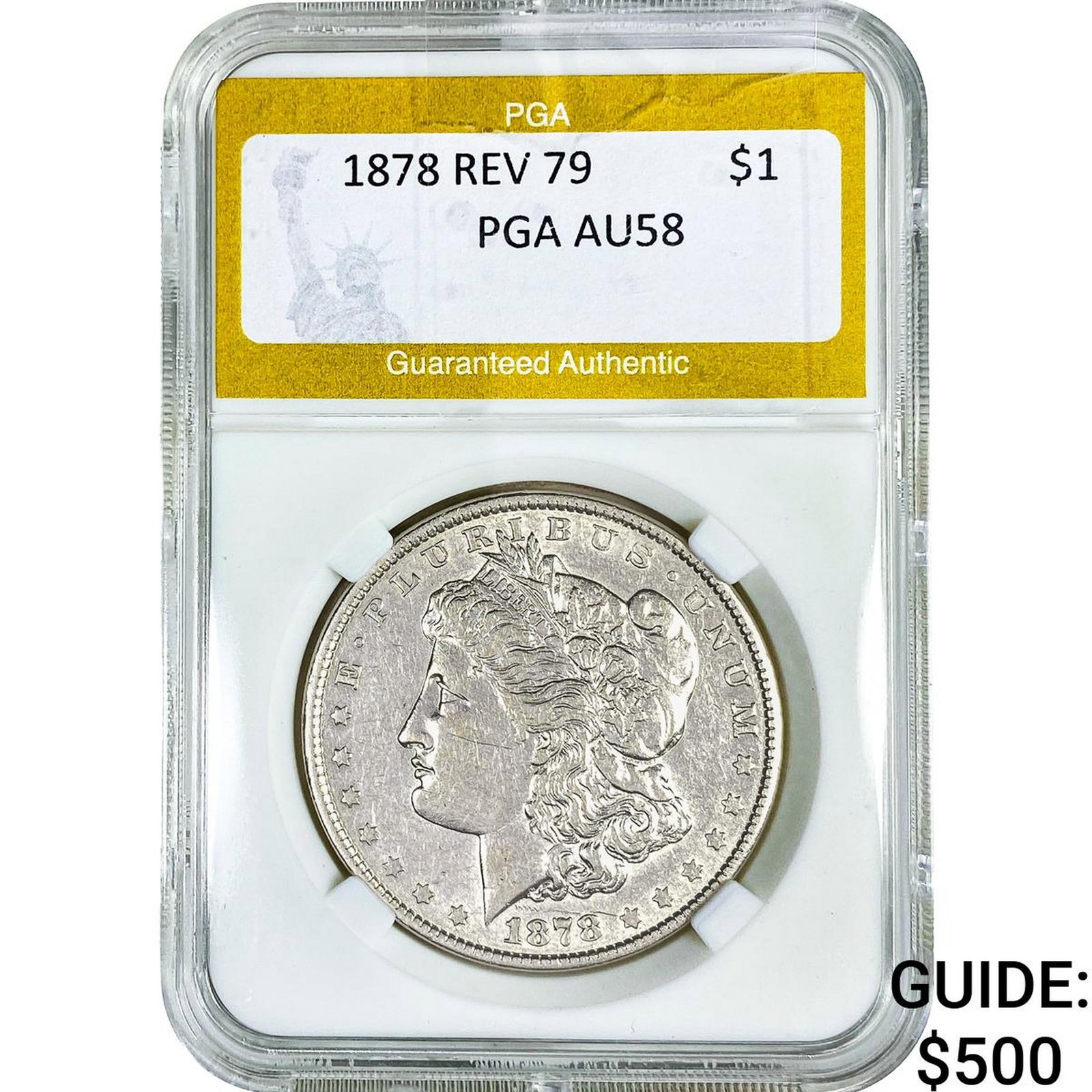 1878 Rev 79 Morgan Silver Dollar PGA AU58: 1878 Rev 79 Morgan Silver Dollar PGA AU58
