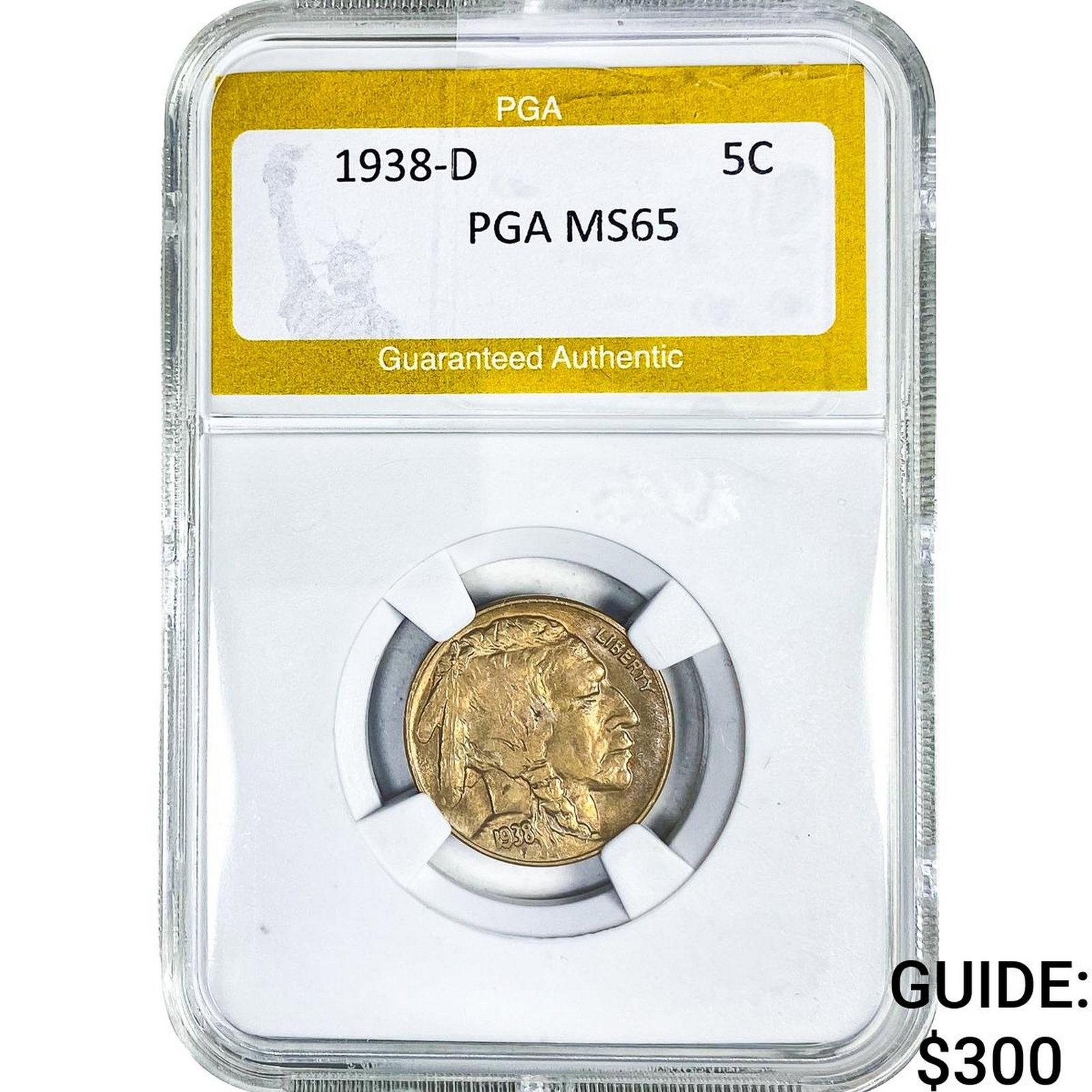 1938-D Buffalo Nickel PGA MS65: 1938-D Buffalo Nickel PGA MS65