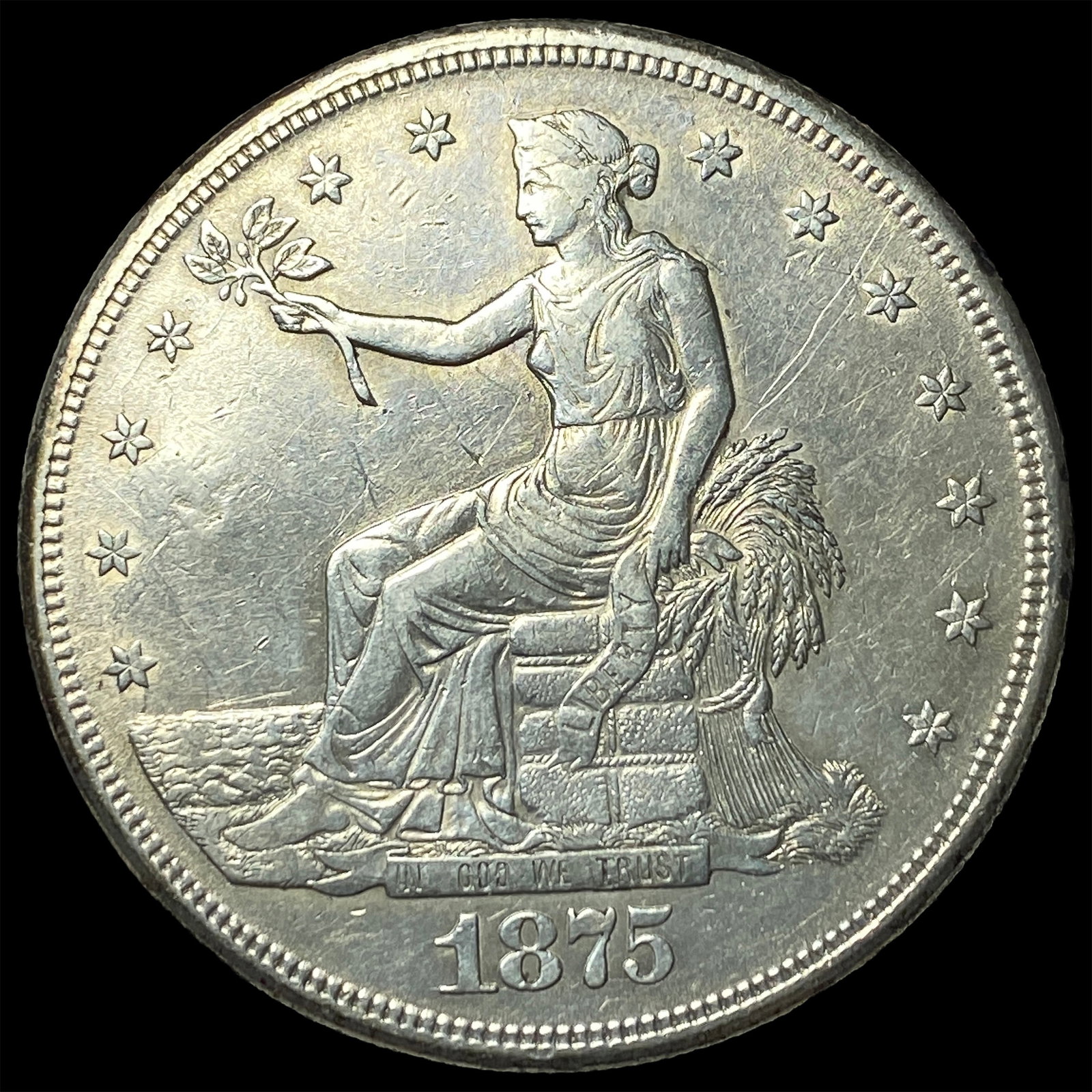 1875-S Silver Trade Dollar CLOSELY UNCIRCULATED: 1875-S Silver Trade Dollar CLOSELY UNCIRCULATED