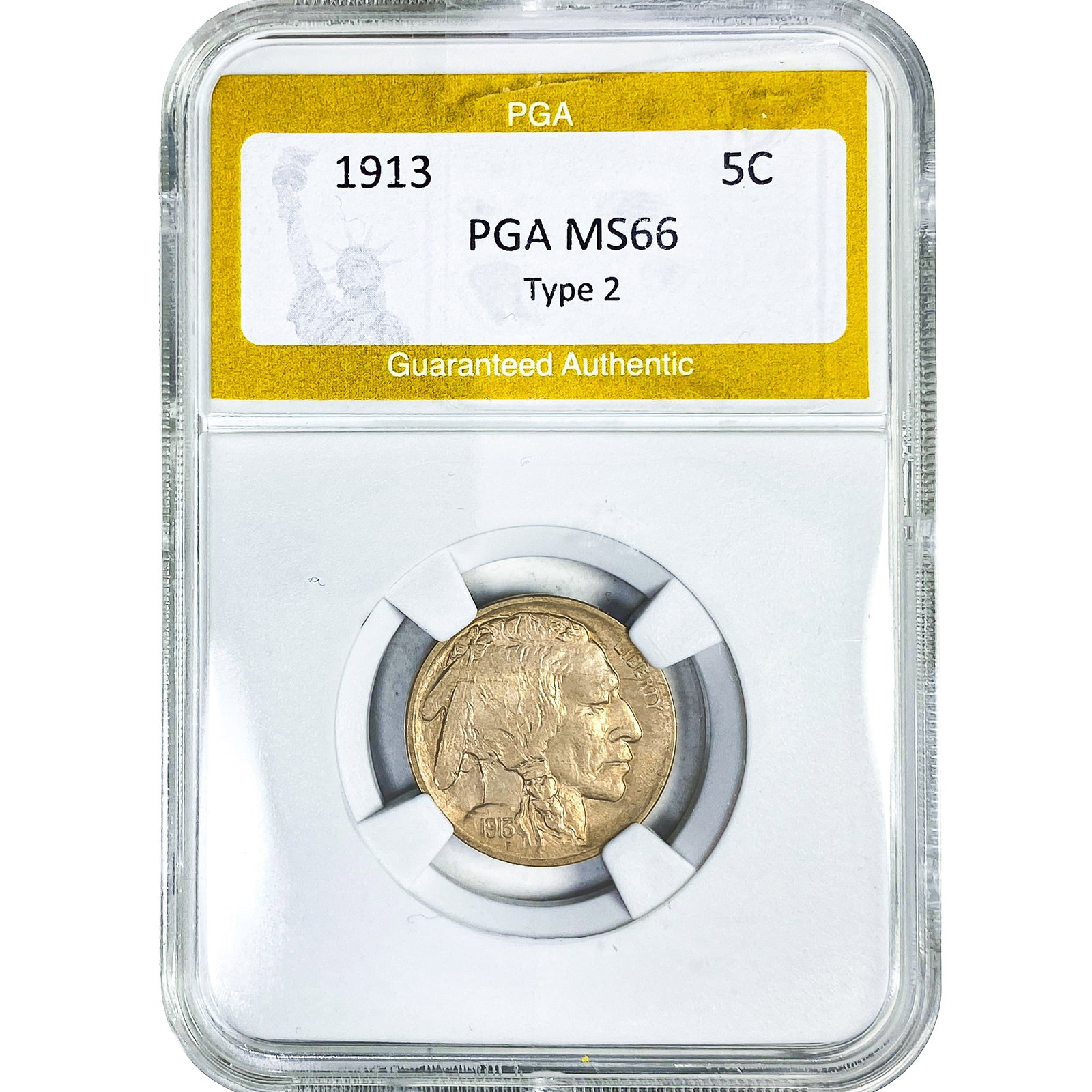 1913 Buffalo Nickel PGA MS66 Type 2: 1913 Buffalo Nickel PGA MS66 Type 2