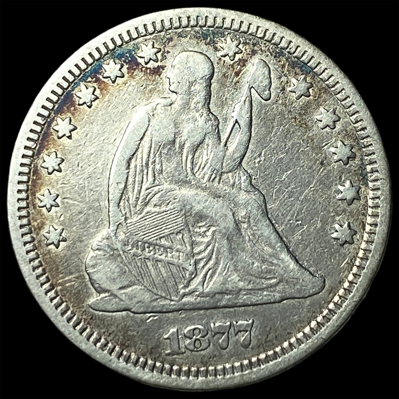 1877 Seated Liberty Quarter NEARLY UNCIRCULATED: 1877 Seated Liberty Quarter NEARLY UNCIRCULATED