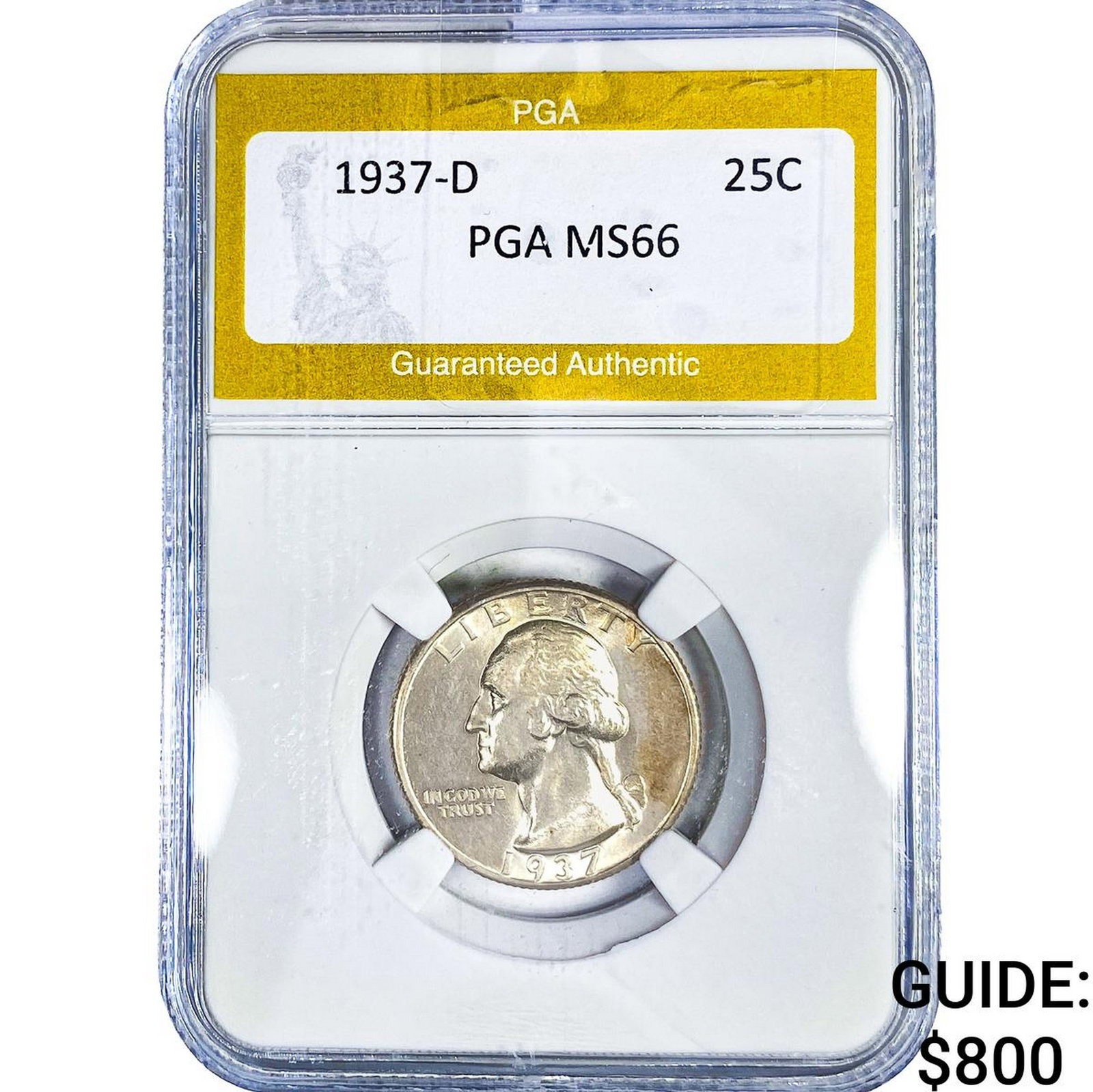 1937-D Washington Silver Quarter PGA MS66: 1937-D Washington Silver Quarter PGA MS66