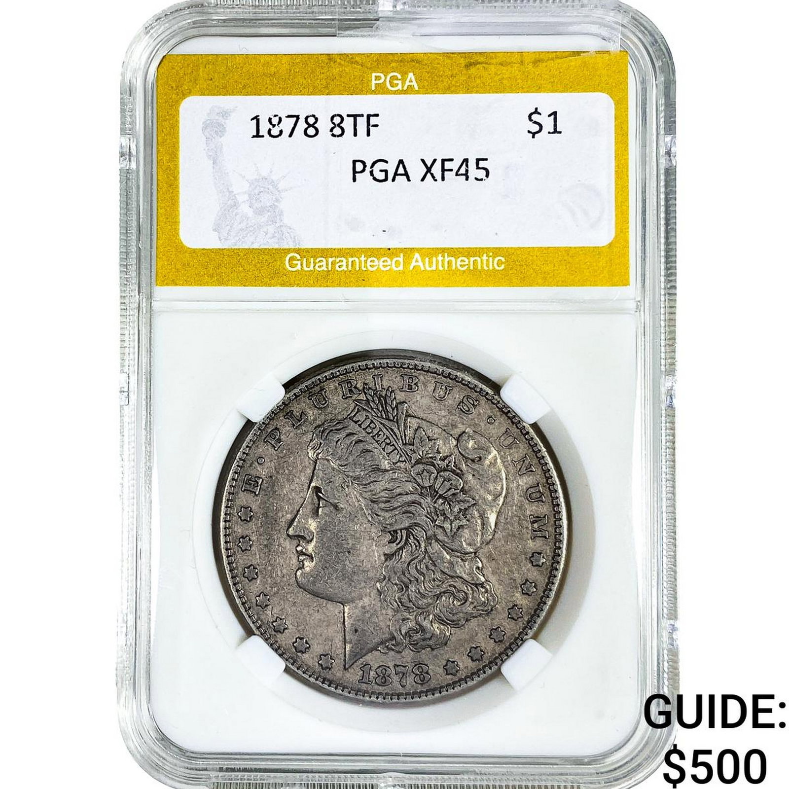 1878 8TF Morgan Silver Dollar PGA XF45: 1878 8TF Morgan Silver Dollar PGA XF45