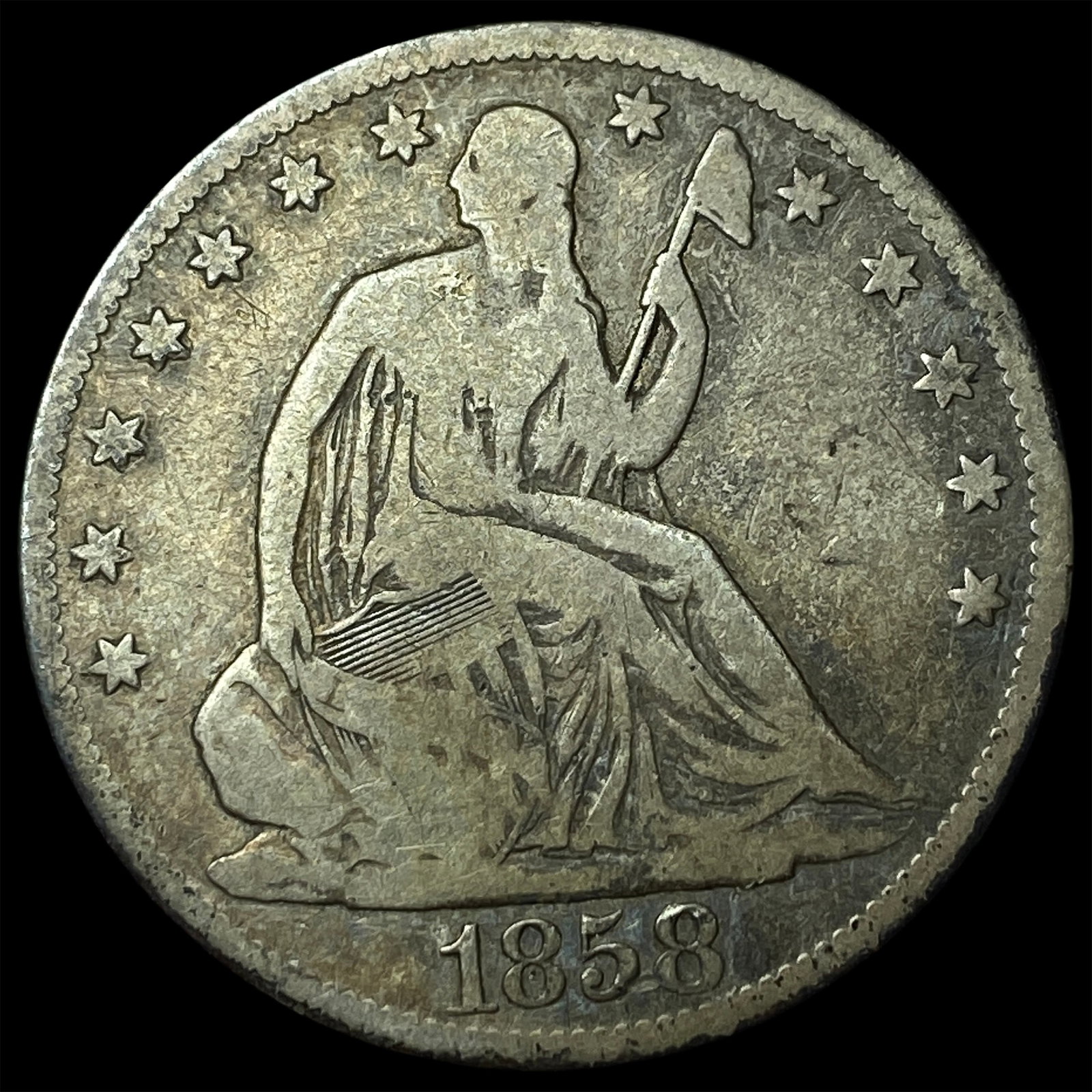 1858-O Silver Half Dollar LIGHTLY CIRCULATED: 1858-O Silver Half Dollar LIGHTLY CIRCULATED