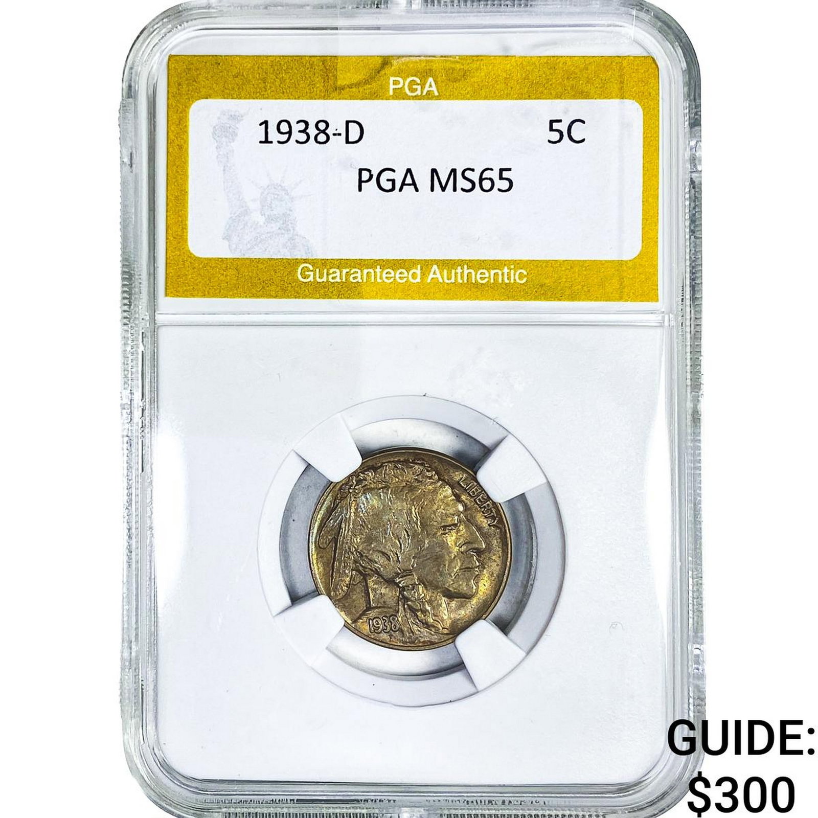 1938-D Buffalo Nickel PGA MS65: 1938-D Buffalo Nickel PGA MS65