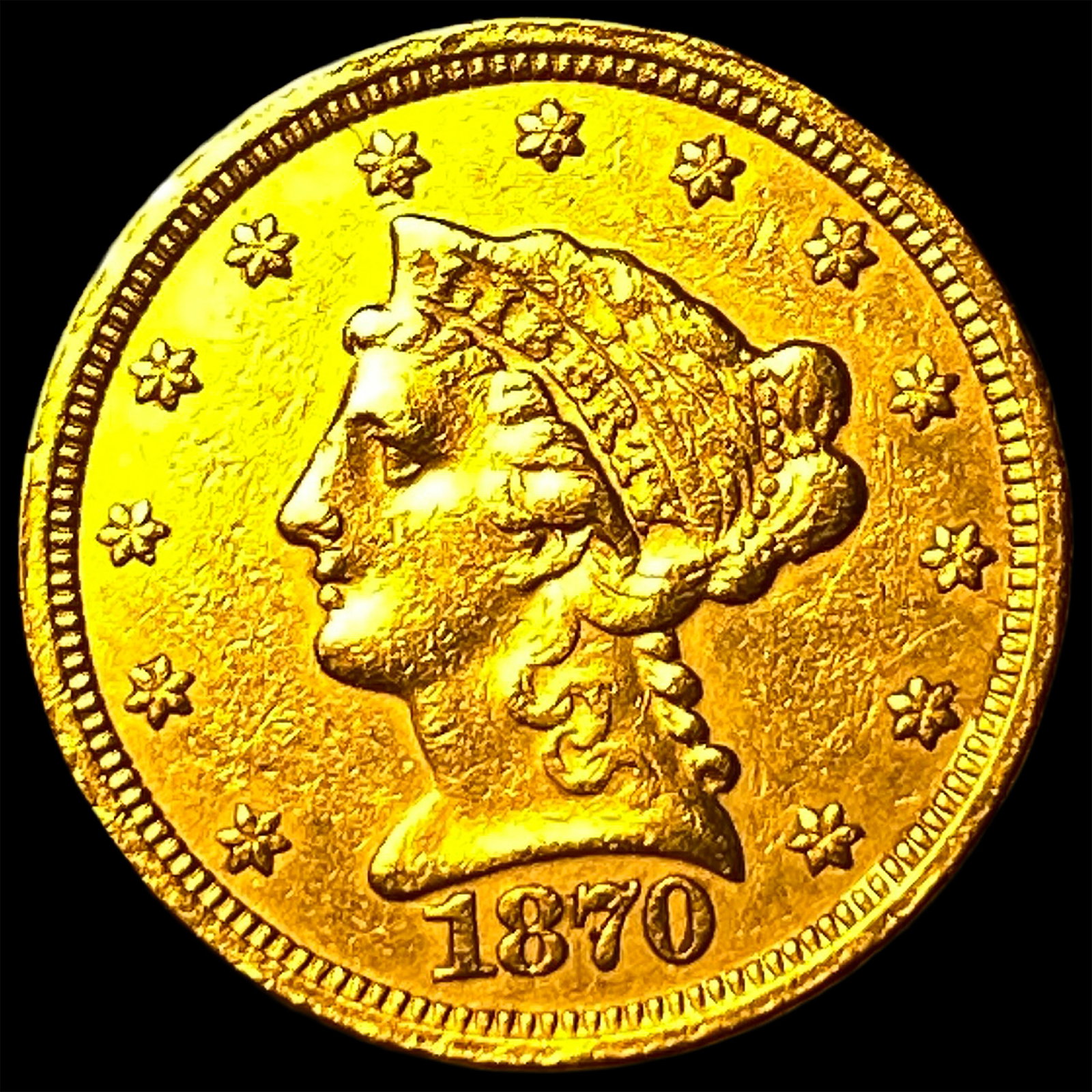 1870 Gold $2.50 Liberty Head Quarter Eagle CLOSELY UNCIRCULATED (1 of 2)
