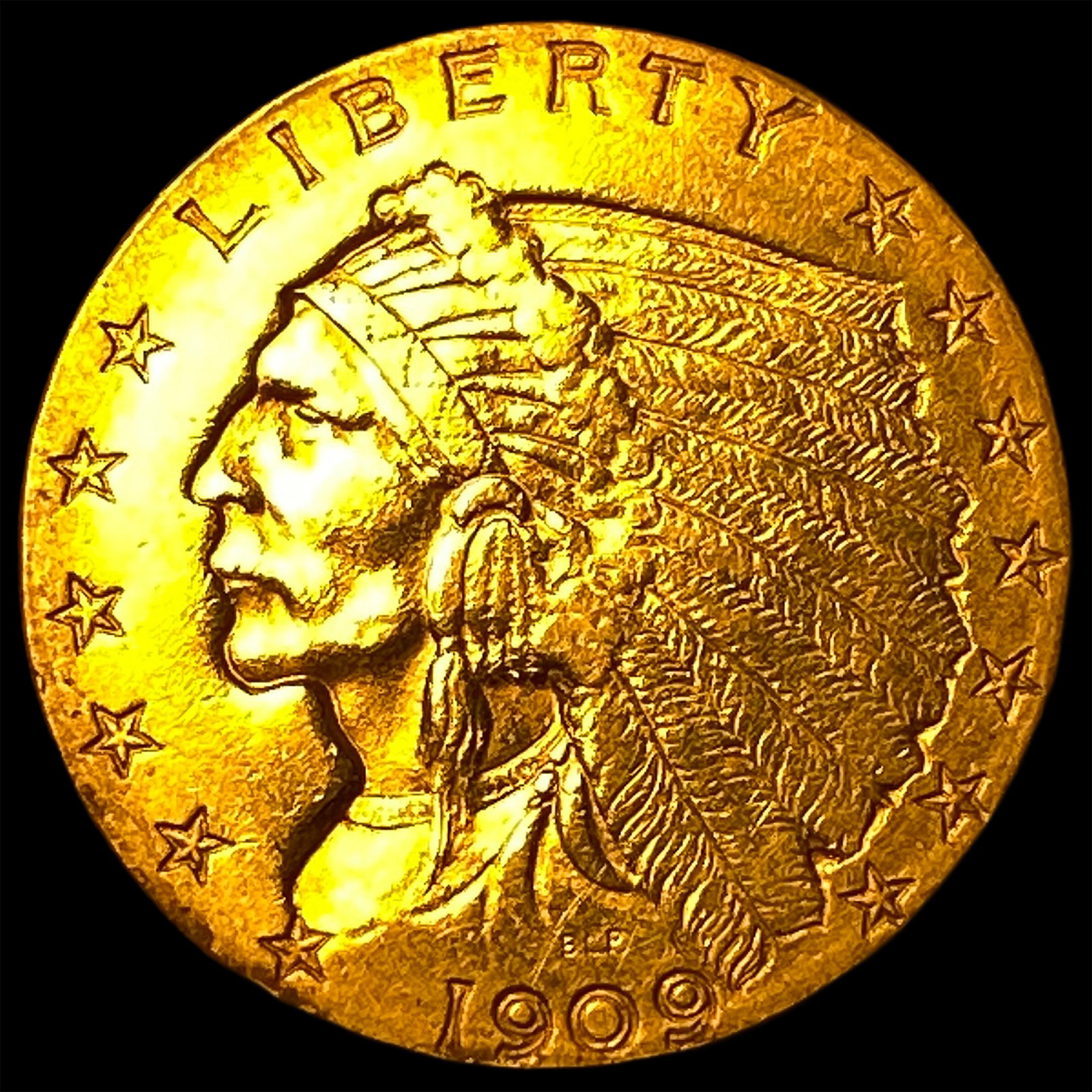 1909 Indian Head Gold $2.50 Quarter Eagle UNCIRCULATED (1 of 2)