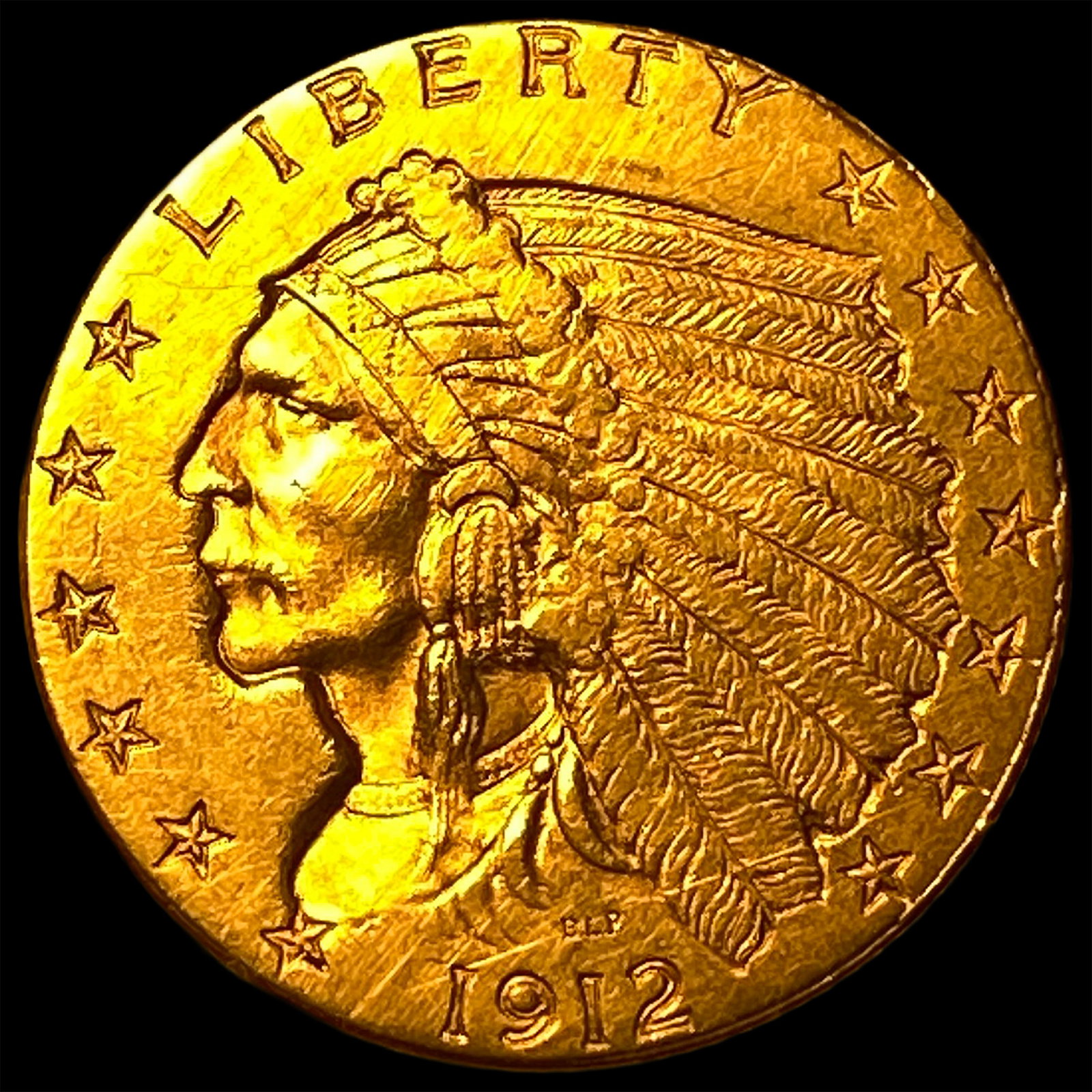 1912 Indian Head Gold $2.5 Quarter Eagle UNCIRCULATED: 1912 Indian Head Gold $2.5 Quarter Eagle UNCIRCULATED