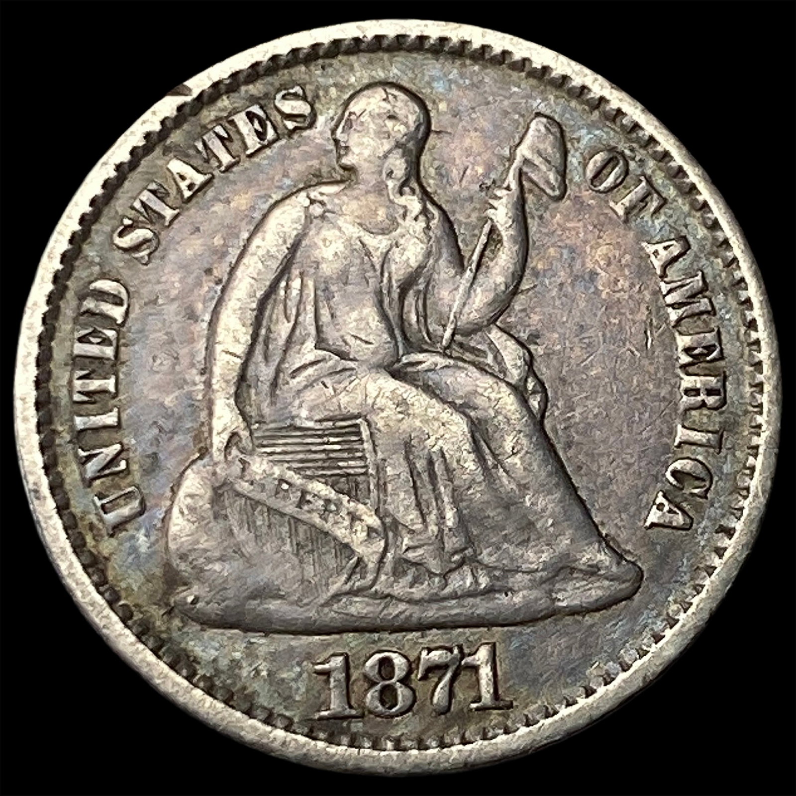 1871 Silver Half Dime NEARLY UNCIRCULATED (1 of 2)