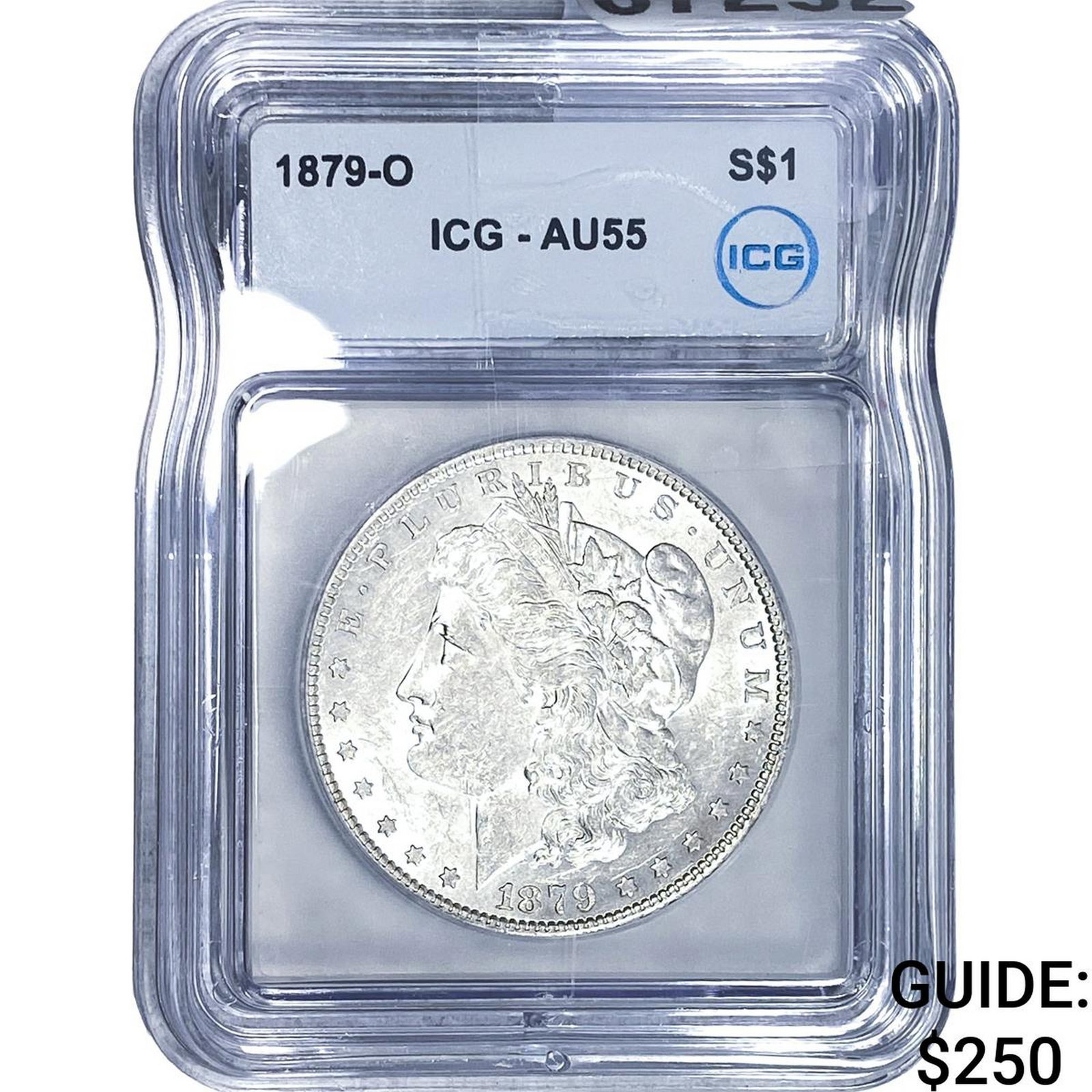 1879-O Morgan Silver Dollar ICG AU55: 1879-O Morgan Silver Dollar ICG AU55