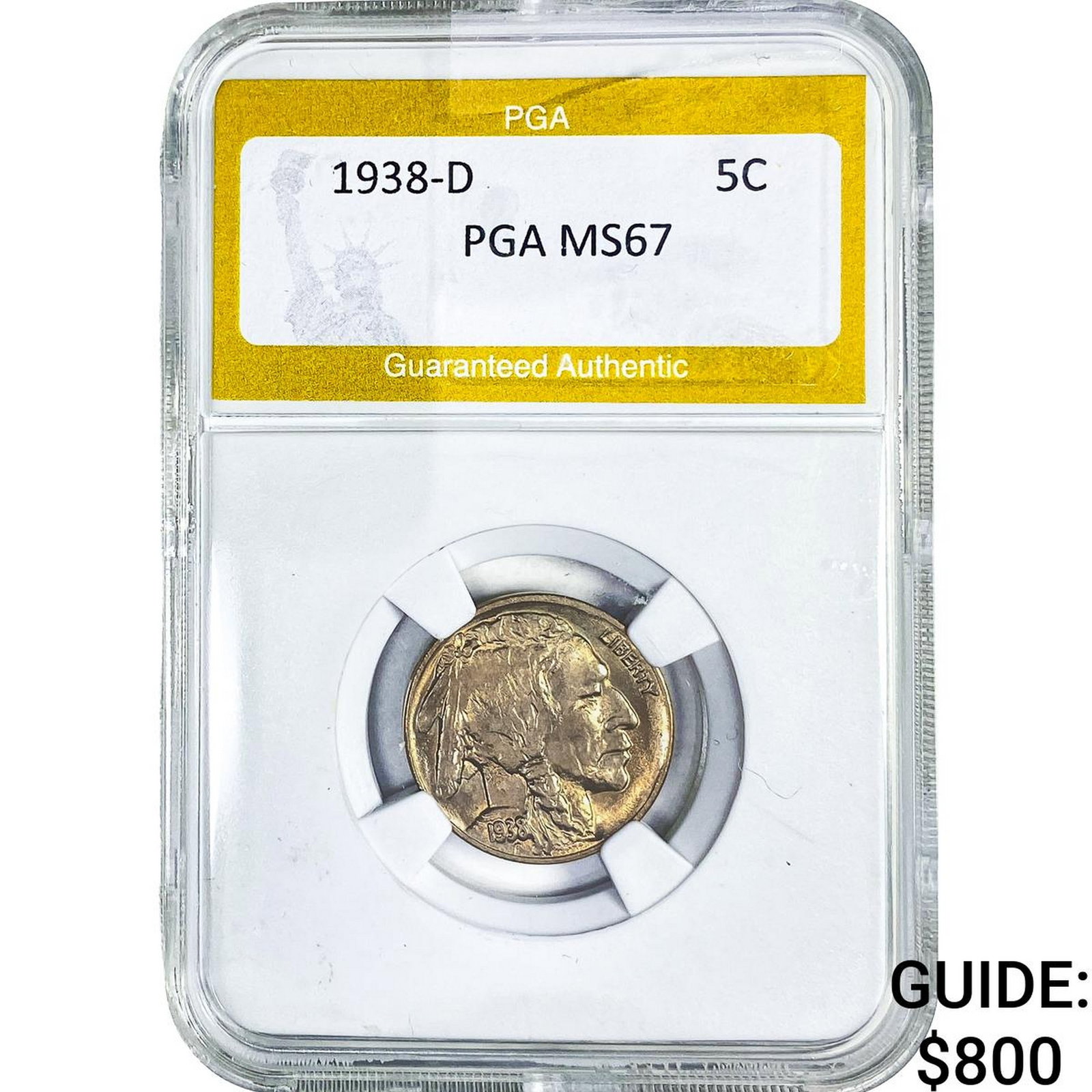 1938-D Buffalo Nickel PGA MS67: 1938-D Buffalo Nickel PGA MS67