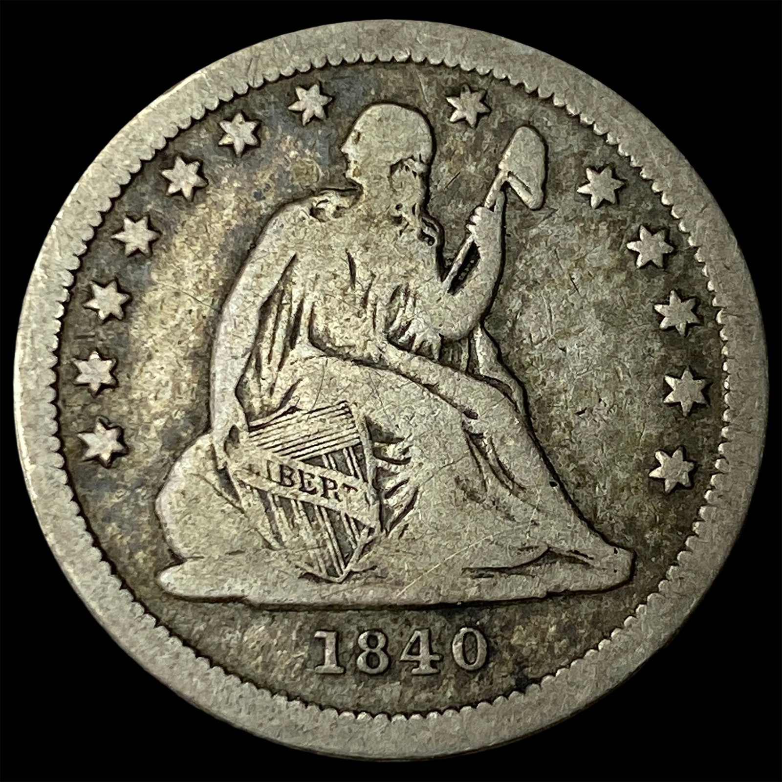 1840 Seated Liberty Quarter LIGHTLY CIRCULATED: 1840 Seated Liberty Quarter LIGHTLY CIRCULATED