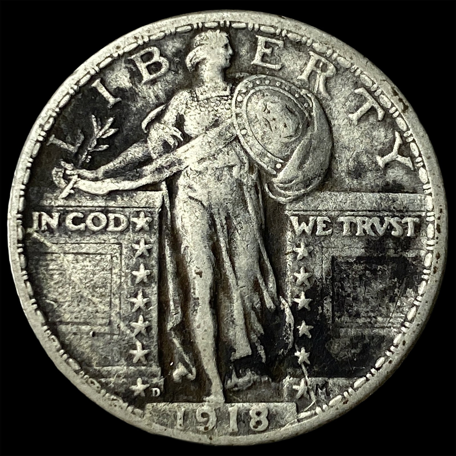 1918-D Silver Standing Liberty Quarter CHOICE AU (1 of 2)