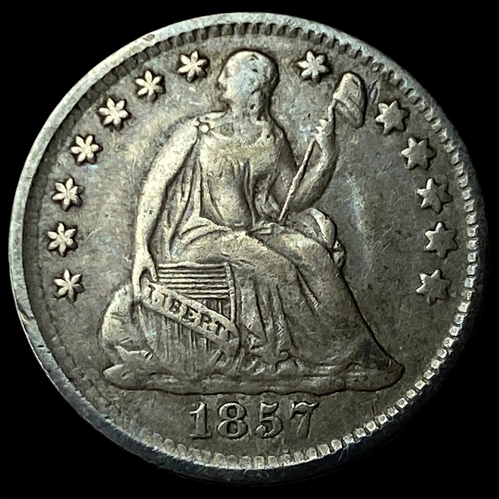 1857 Seated Liberty Half Dime NEARLY UNCIRCULATED: 1857 Seated Liberty Half Dime NEARLY UNCIRCULATED