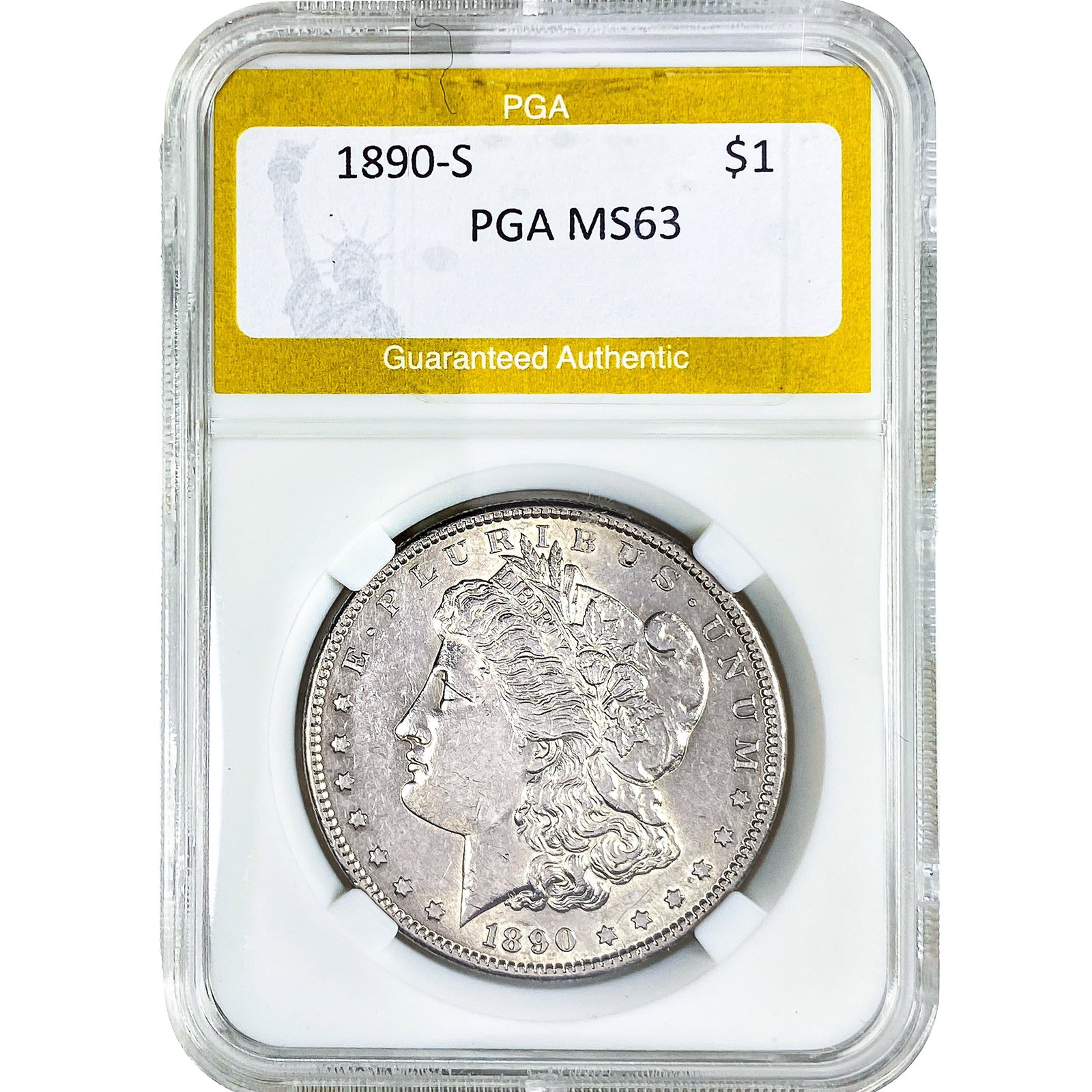 1890-S Morgan Silver Dollar PGA MS63: 1890-S Morgan Silver Dollar PGA MS63