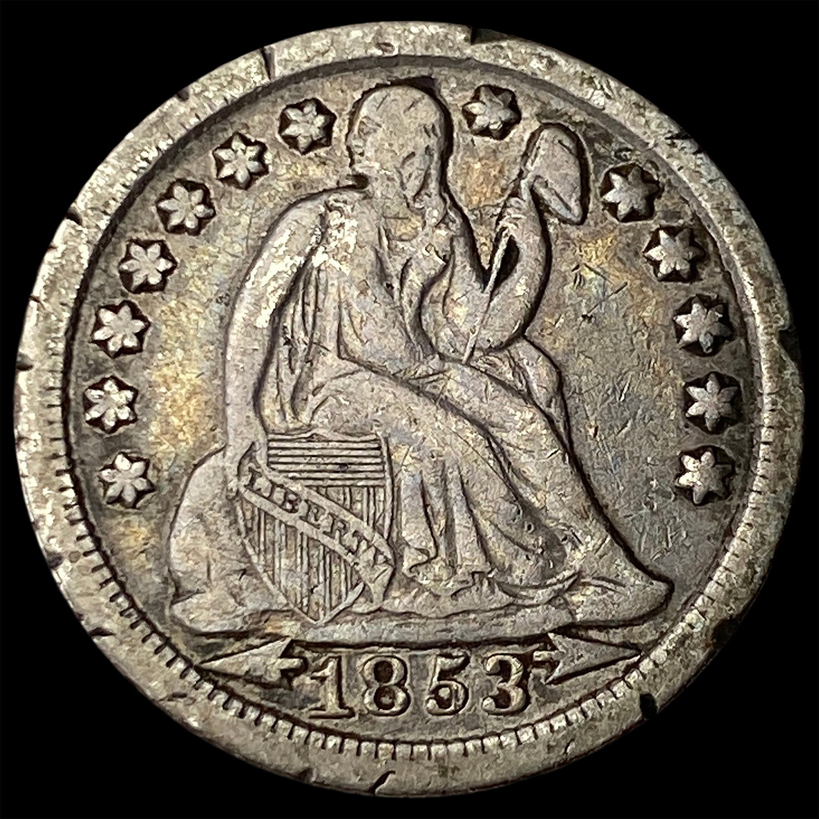 1853-O Seated Liberty Dime NEARLY UNCIRCULATED: 1853-O Seated Liberty Dime NEARLY UNCIRCULATED
