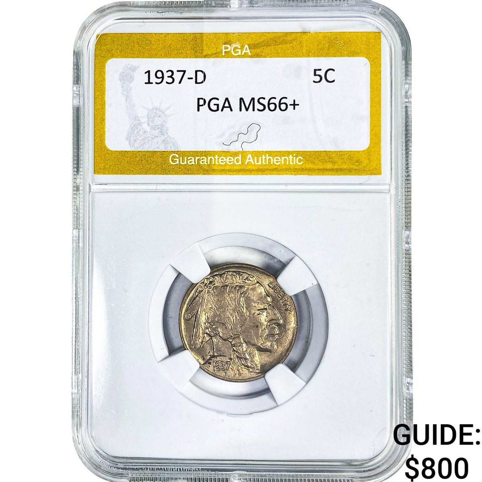 1937-D Buffalo Nickel PGA MS66+: 1937-D Buffalo Nickel PGA MS66+
