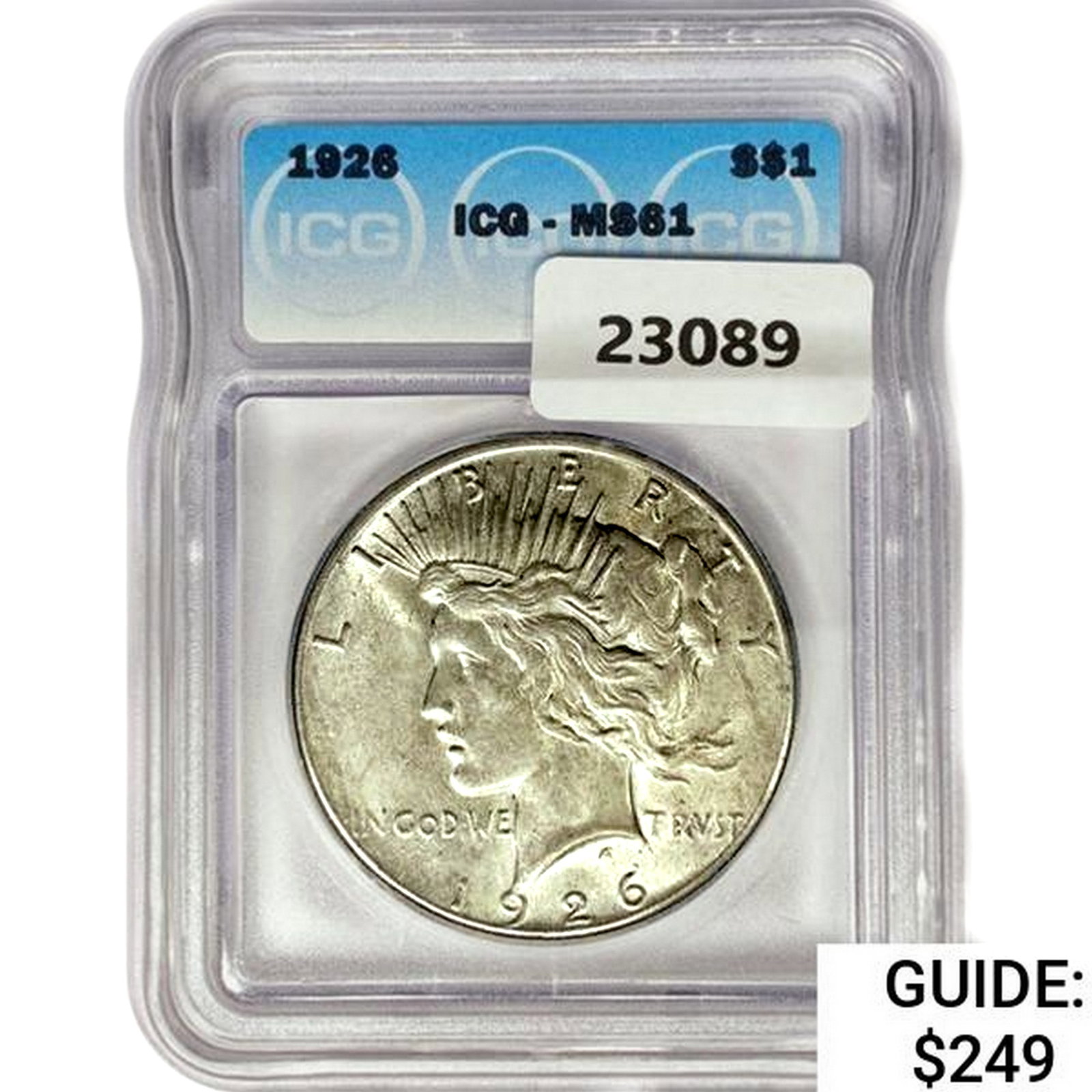 1926 Silver Peace Dollar ICG MS61: 1926 Silver Peace Dollar ICG MS61