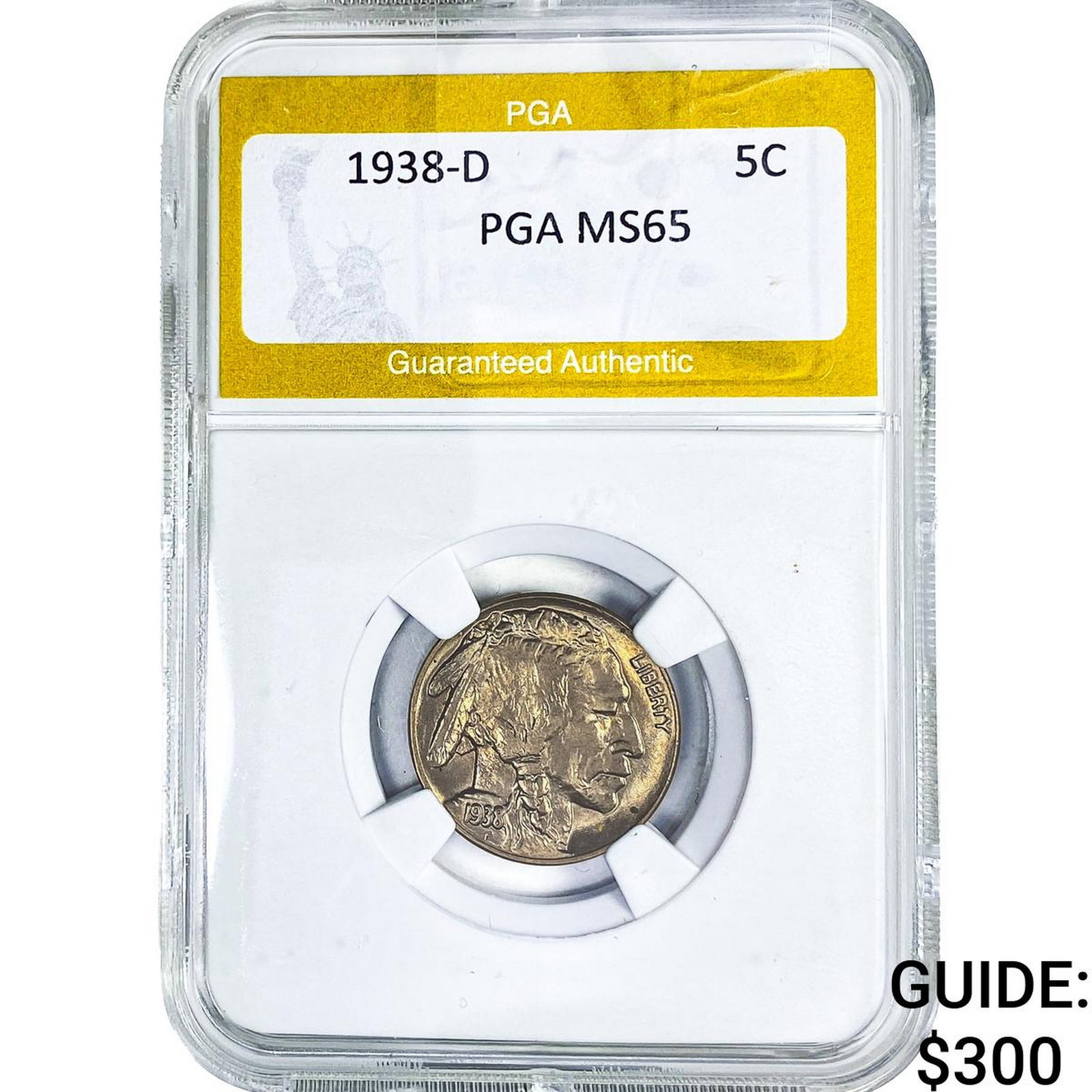 1938-D Buffalo Nickel PGA MS65: 1938-D Buffalo Nickel PGA MS65