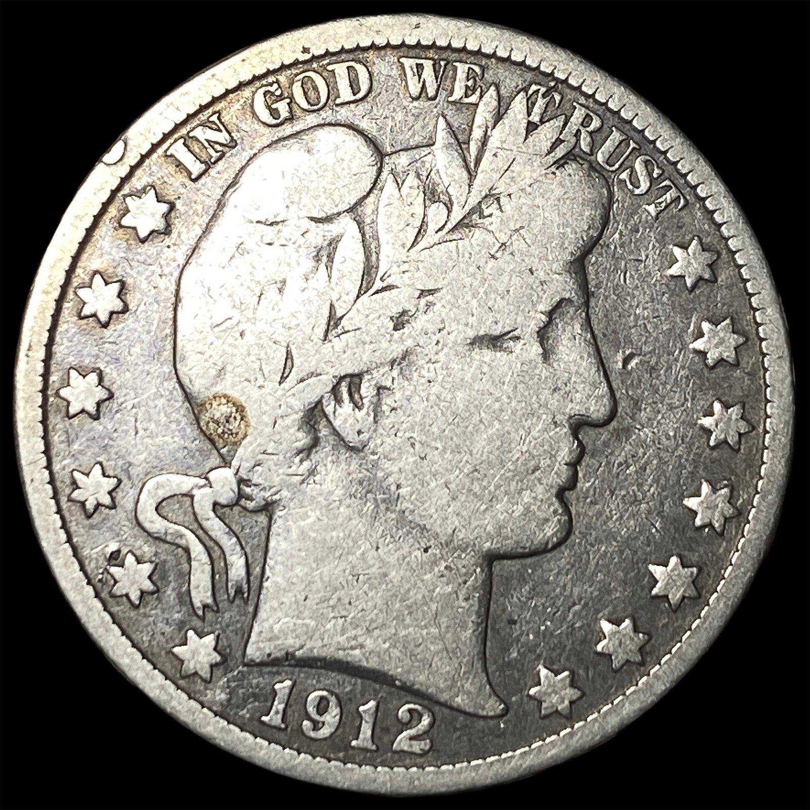 1912 Silver Barber Half Dollar NICELY CIRCULATED: 1912 Silver Barber Half Dollar NICELY CIRCULATED